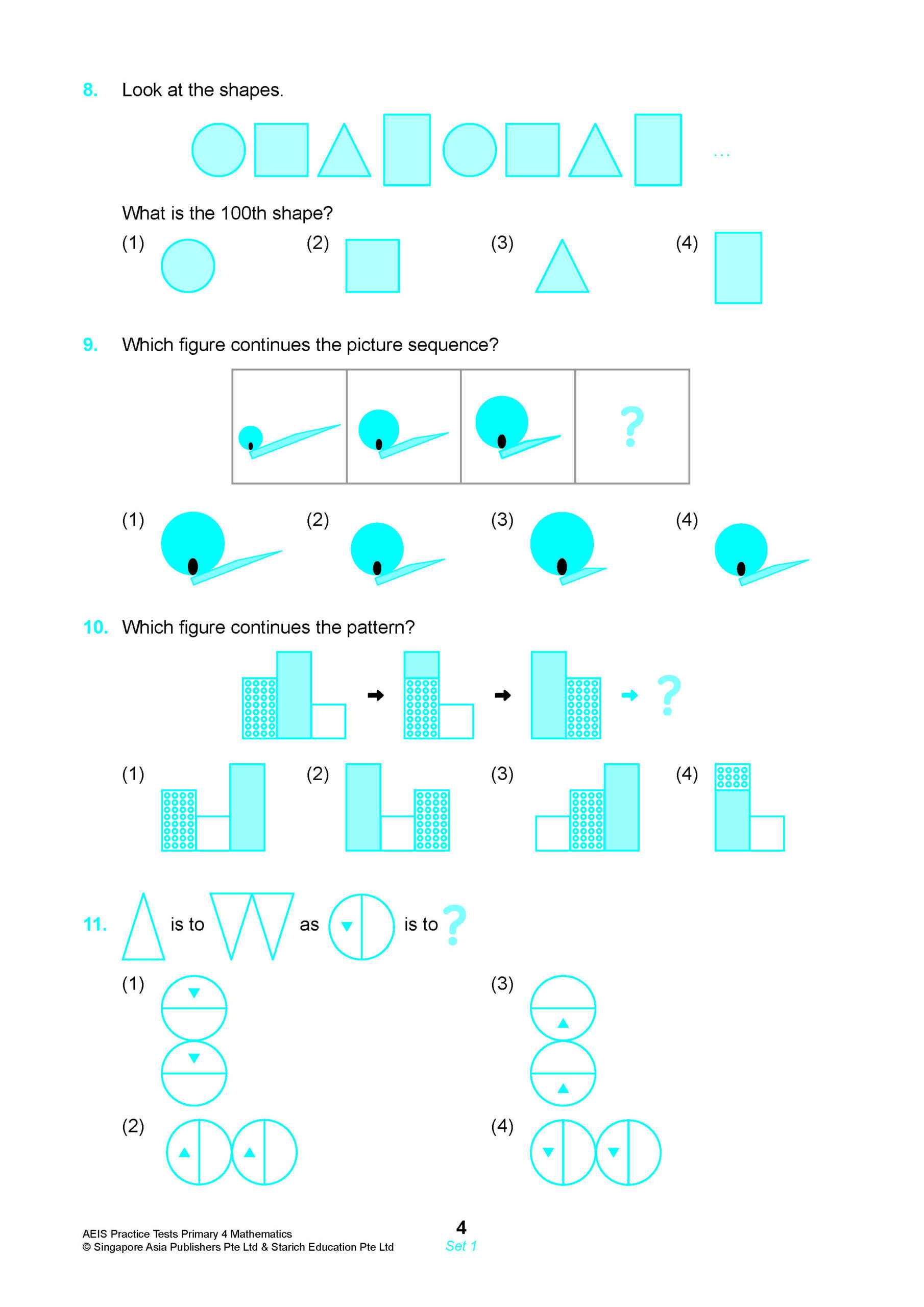 AEIS Practice Tests MATHEMATICS – Primary 4 (9 to 9+ Years)