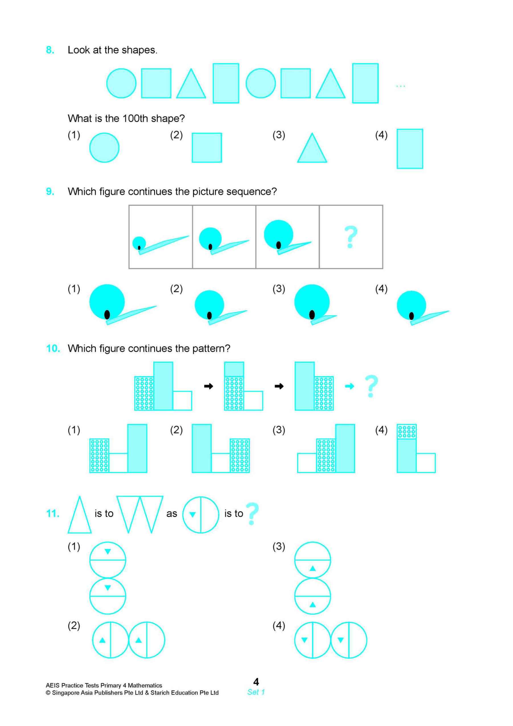 AEIS Practice Tests MATHEMATICS – Primary 4 (9 to 9+ Years)