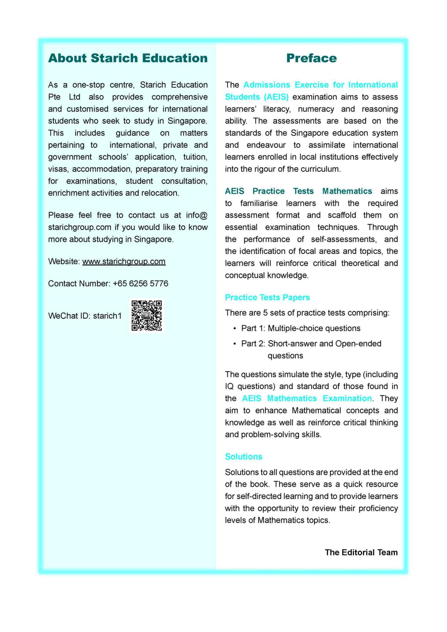 AEIS Practice Tests MATHEMATICS – Primary 5 (10 to 12+ Years)