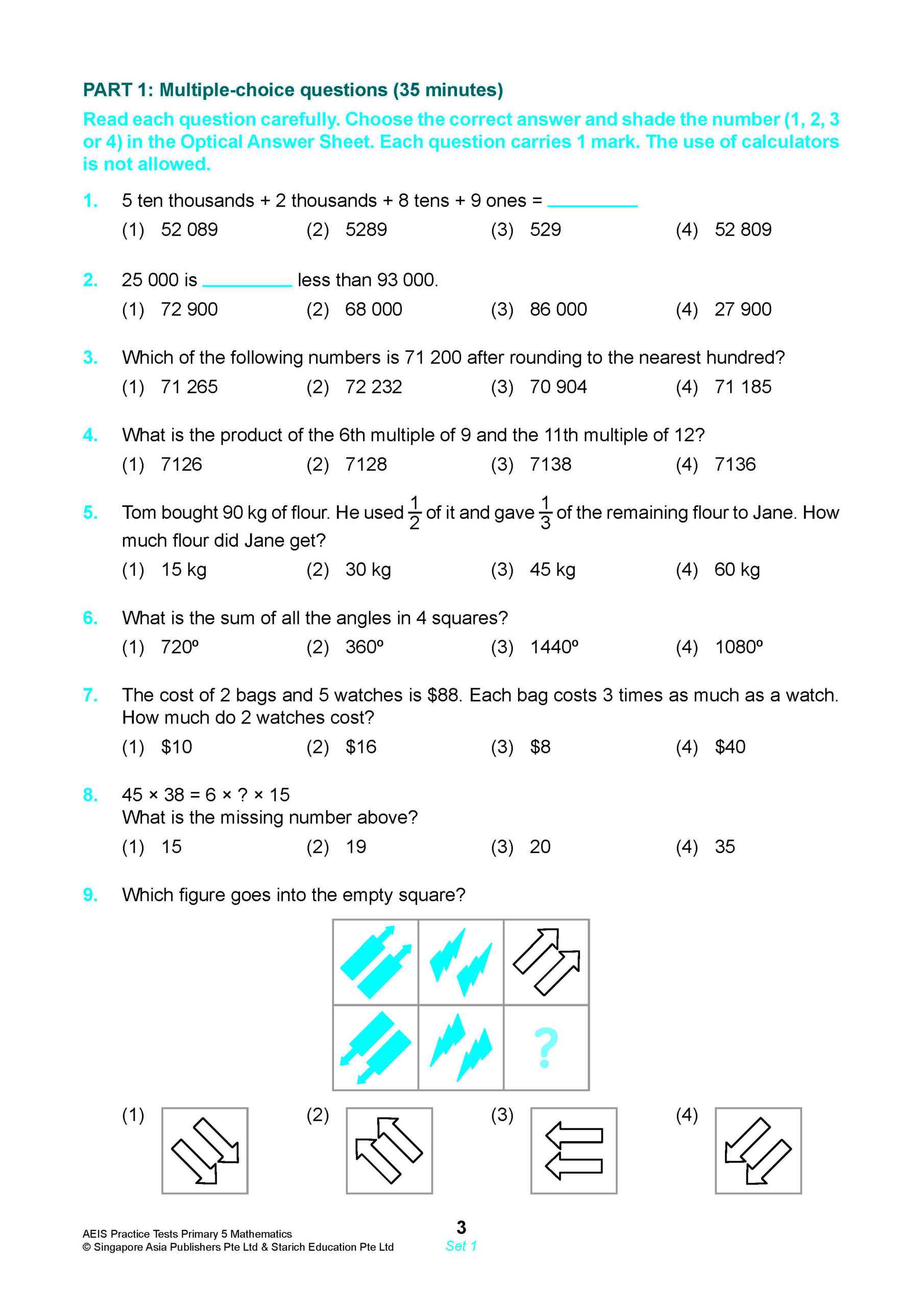 AEIS Practice Tests MATHEMATICS – Primary 5 (10 to 12+ Years)
