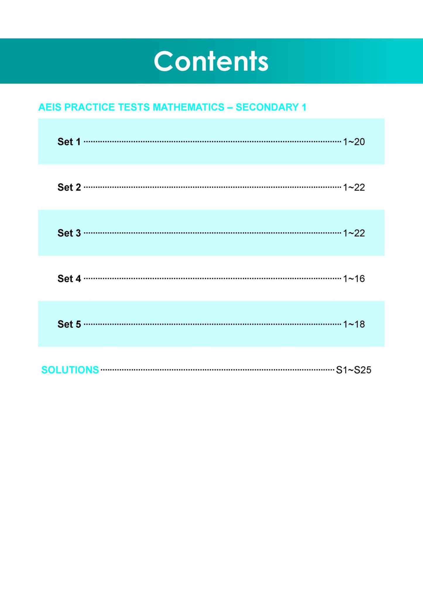 AEIS Practice Tests MATHEMATICS – Secondary 1 (12 to 14+ Years)