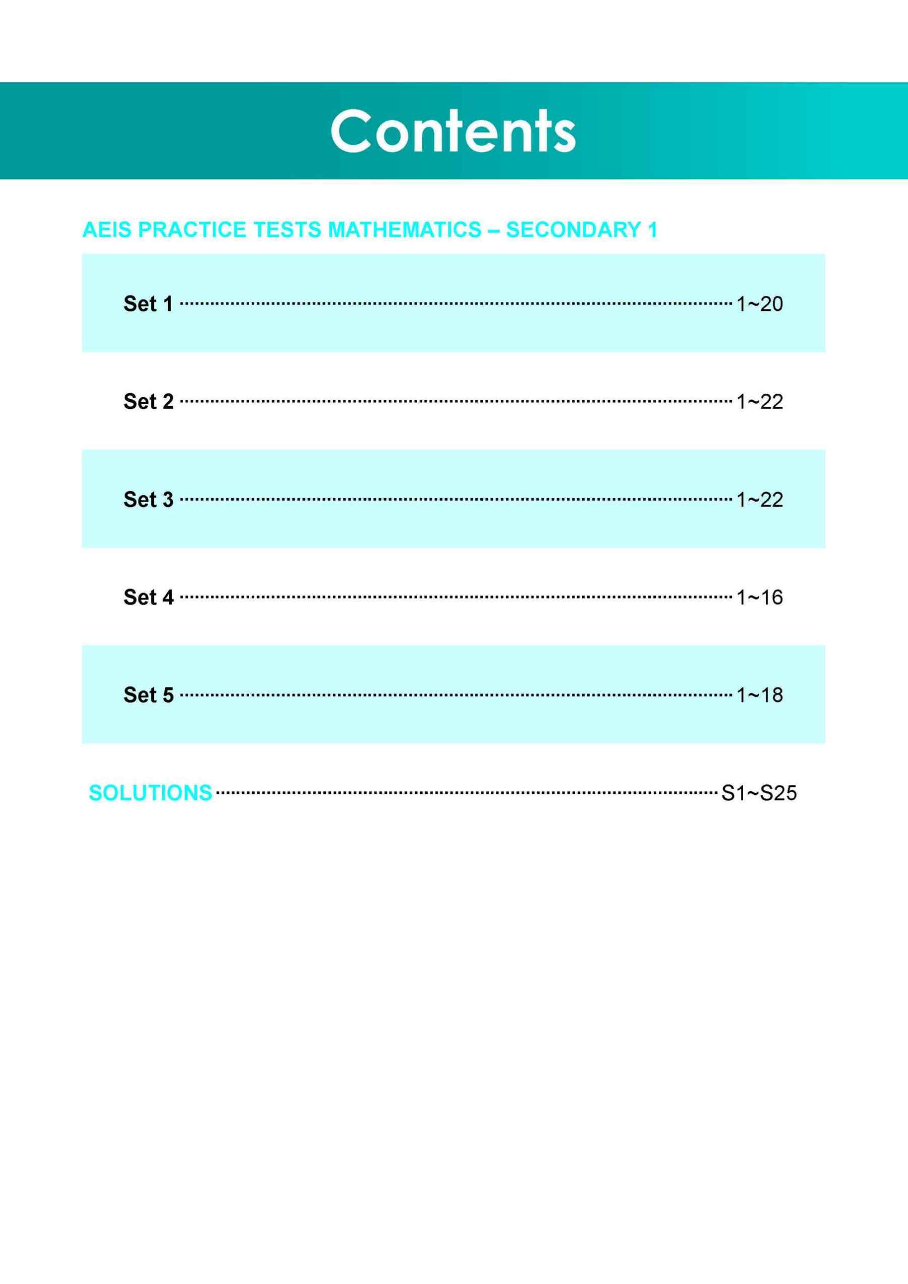 AEIS Practice Tests MATHEMATICS – Secondary 1 (12 to 14+ Years)