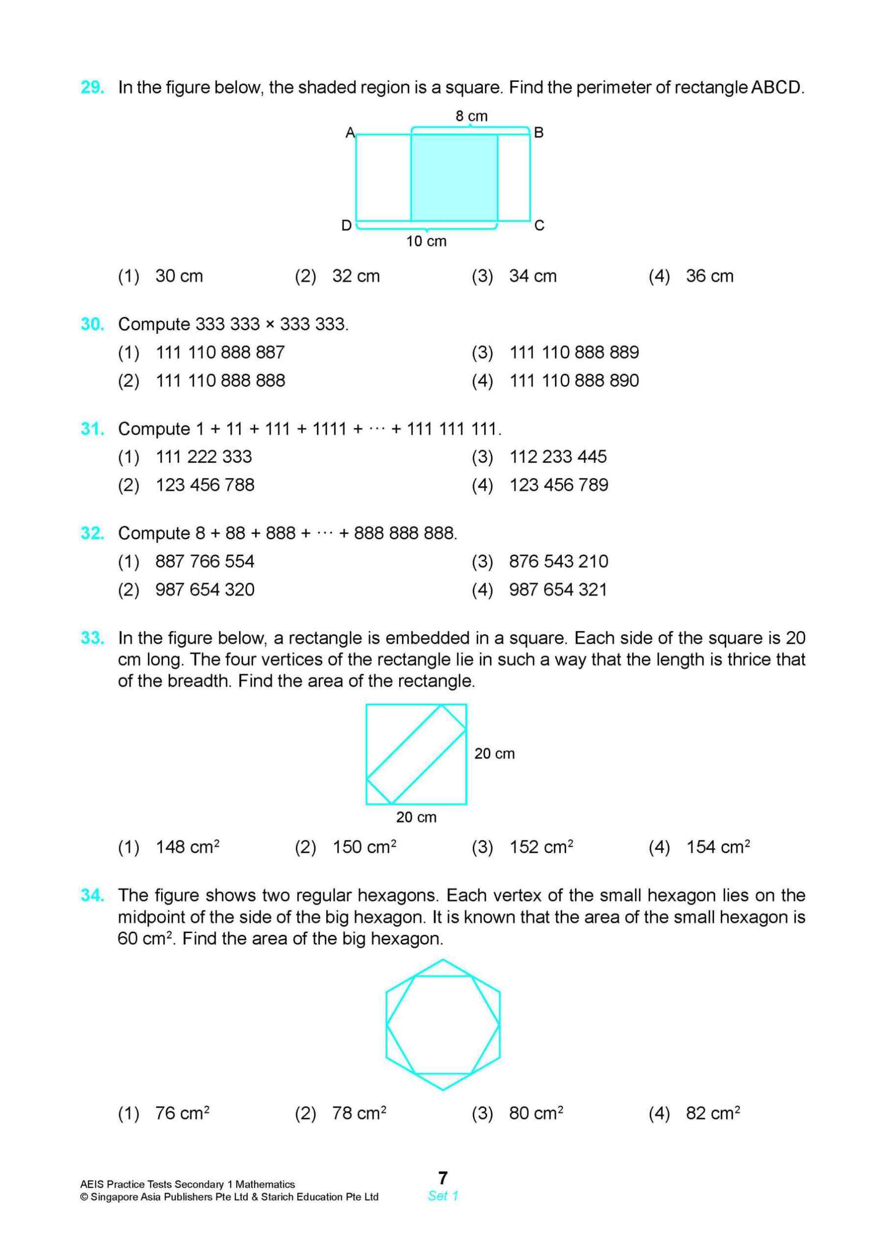 AEIS Practice Tests MATHEMATICS – Secondary 1 (12 to 14+ Years)
