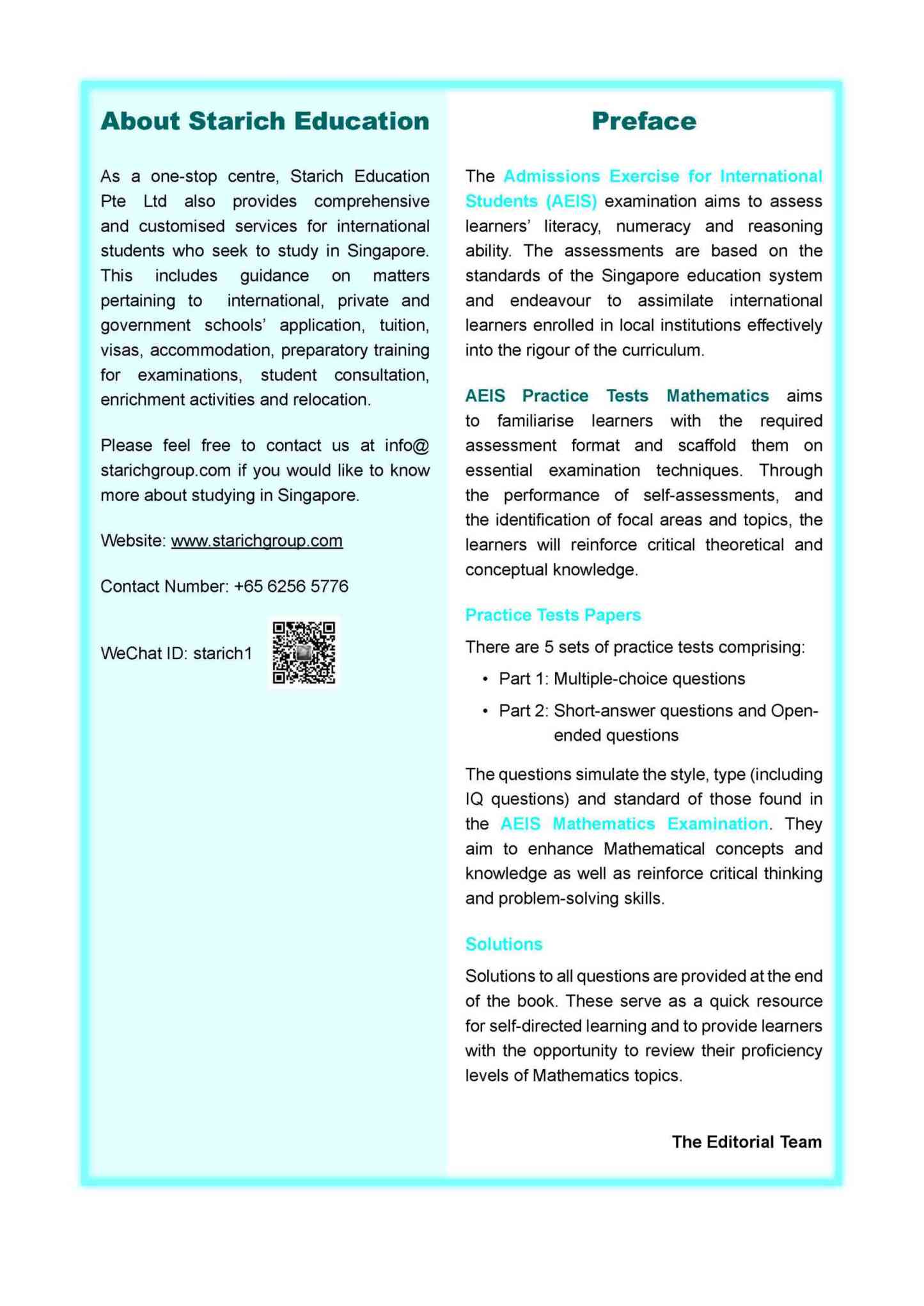 AEIS Practice Tests MATHEMATICS – Secondary 2 (13 to 15+ Years)