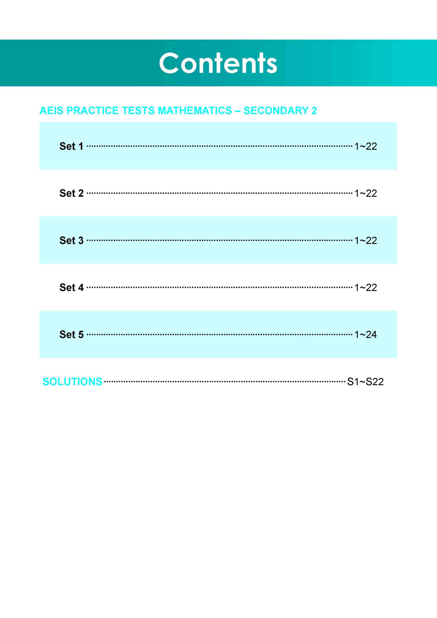 AEIS Practice Tests MATHEMATICS – Secondary 2 (13 to 15+ Years)