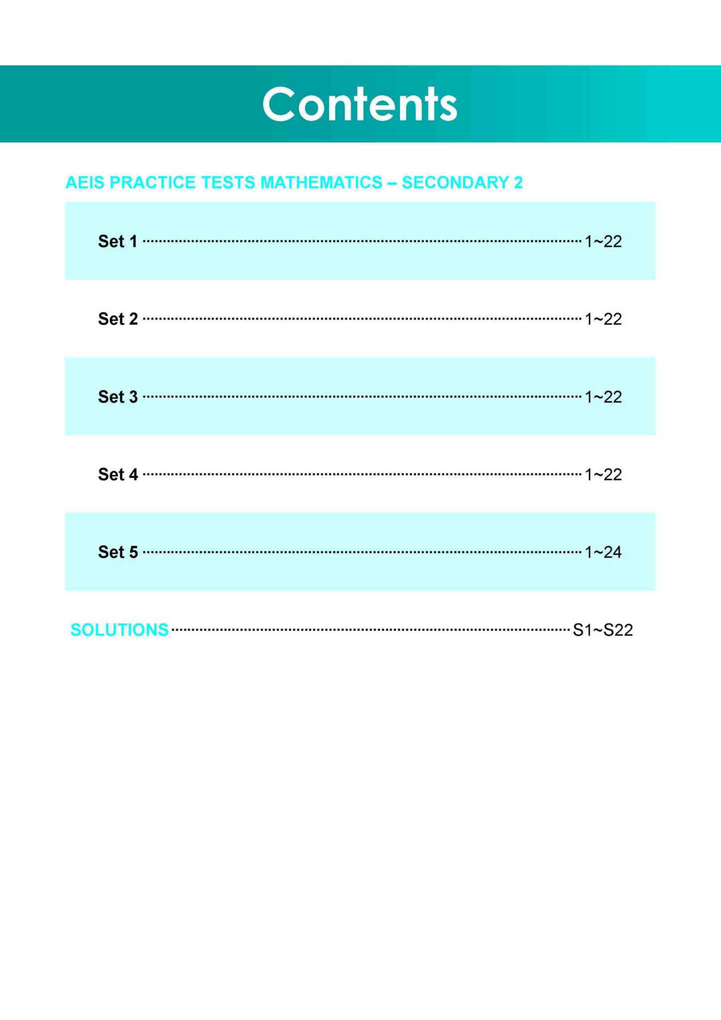 AEIS Practice Tests MATHEMATICS – Secondary 2 (13 to 15+ Years)