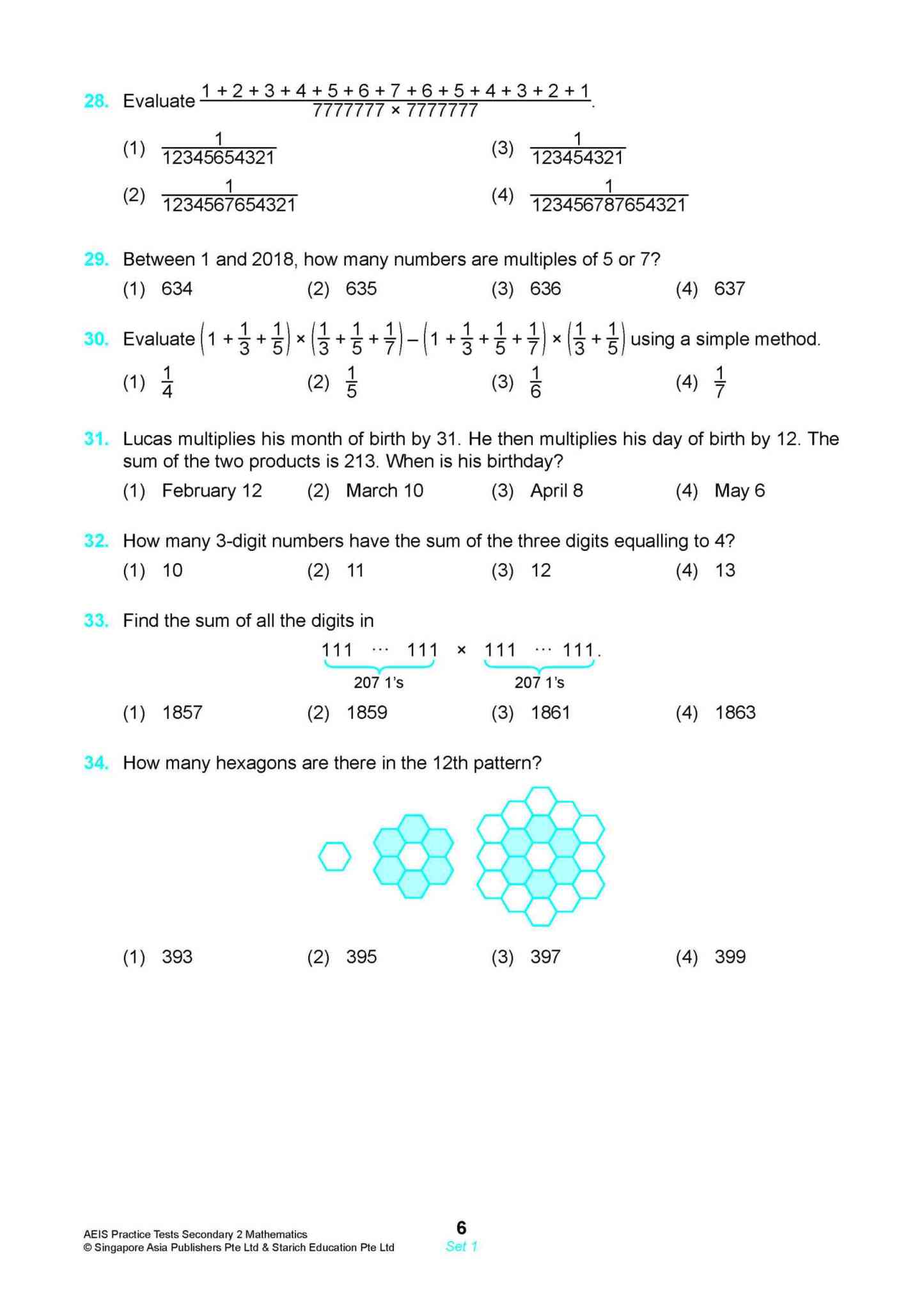 AEIS Practice Tests MATHEMATICS – Secondary 2 (13 to 15+ Years)