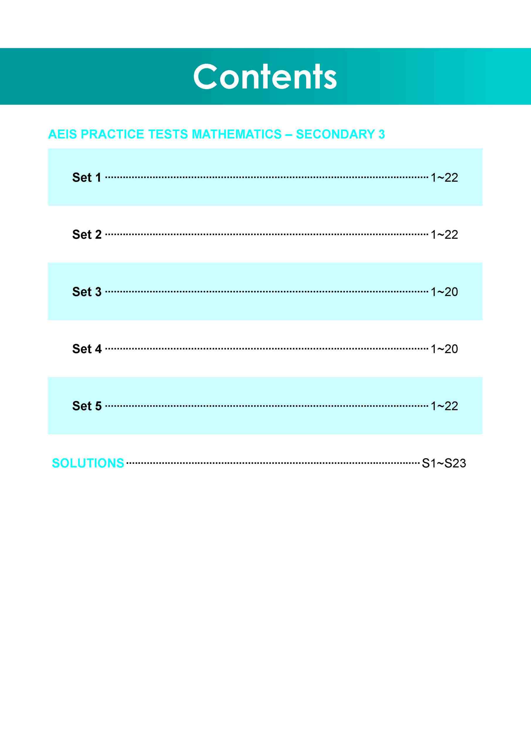 AEIS Practice Tests MATHEMATICS – Secondary 3 (14 to 16+ Years)