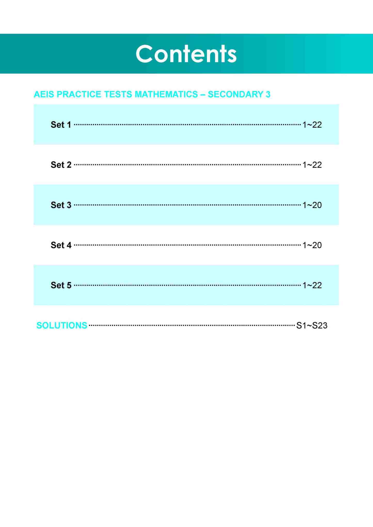 AEIS Practice Tests MATHEMATICS – Secondary 3 (14 to 16+ Years)