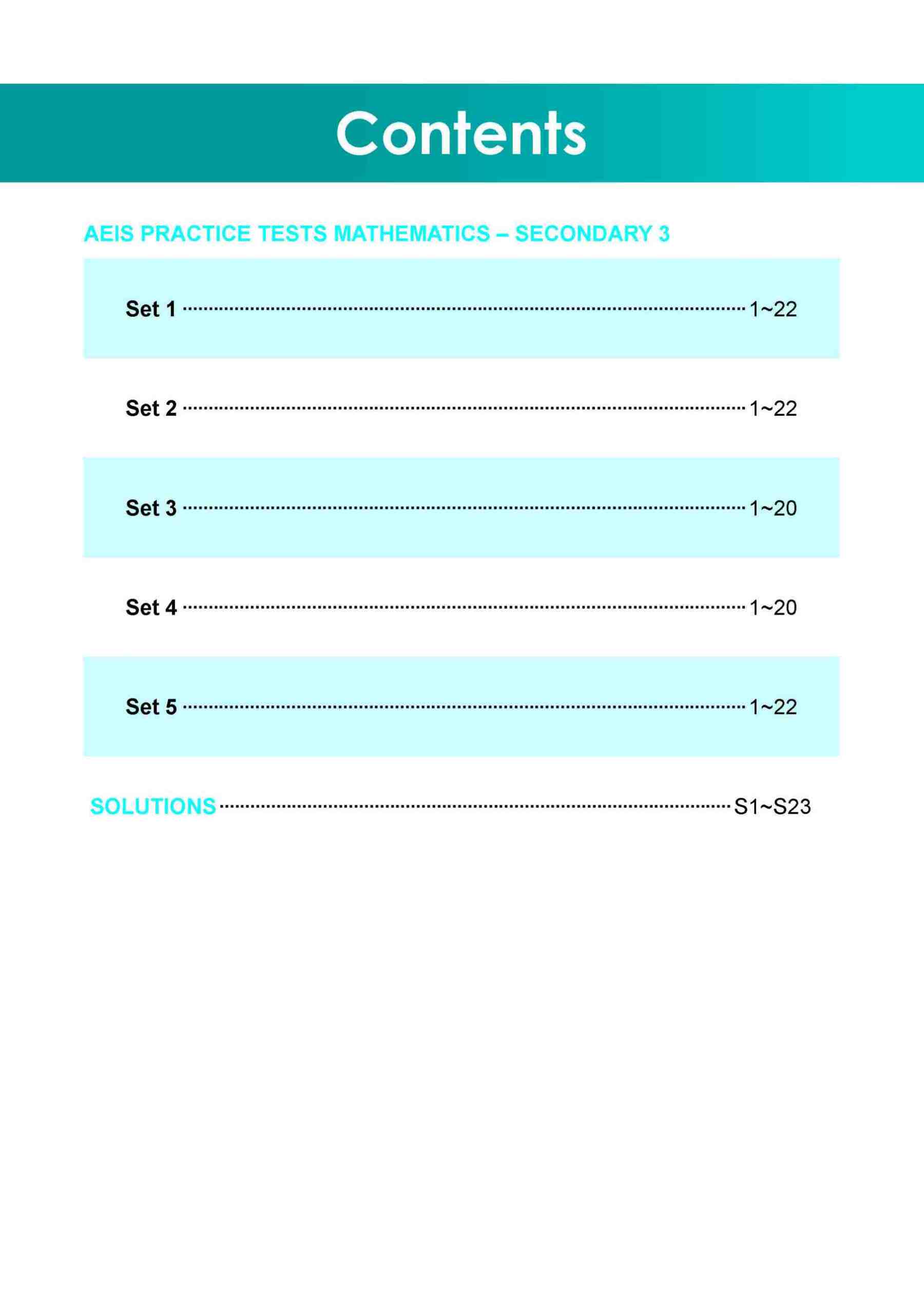 AEIS Practice Tests MATHEMATICS – Secondary 3 (14 to 16+ Years)
