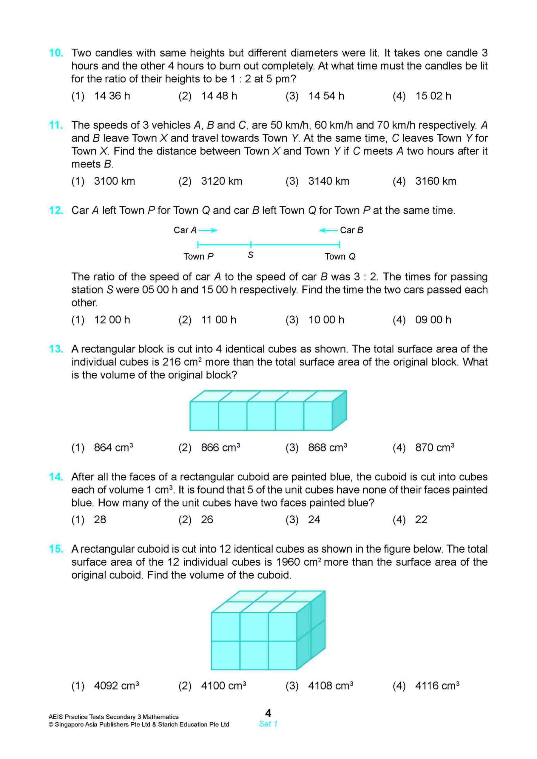 AEIS Practice Tests MATHEMATICS – Secondary 3 (14 to 16+ Years)