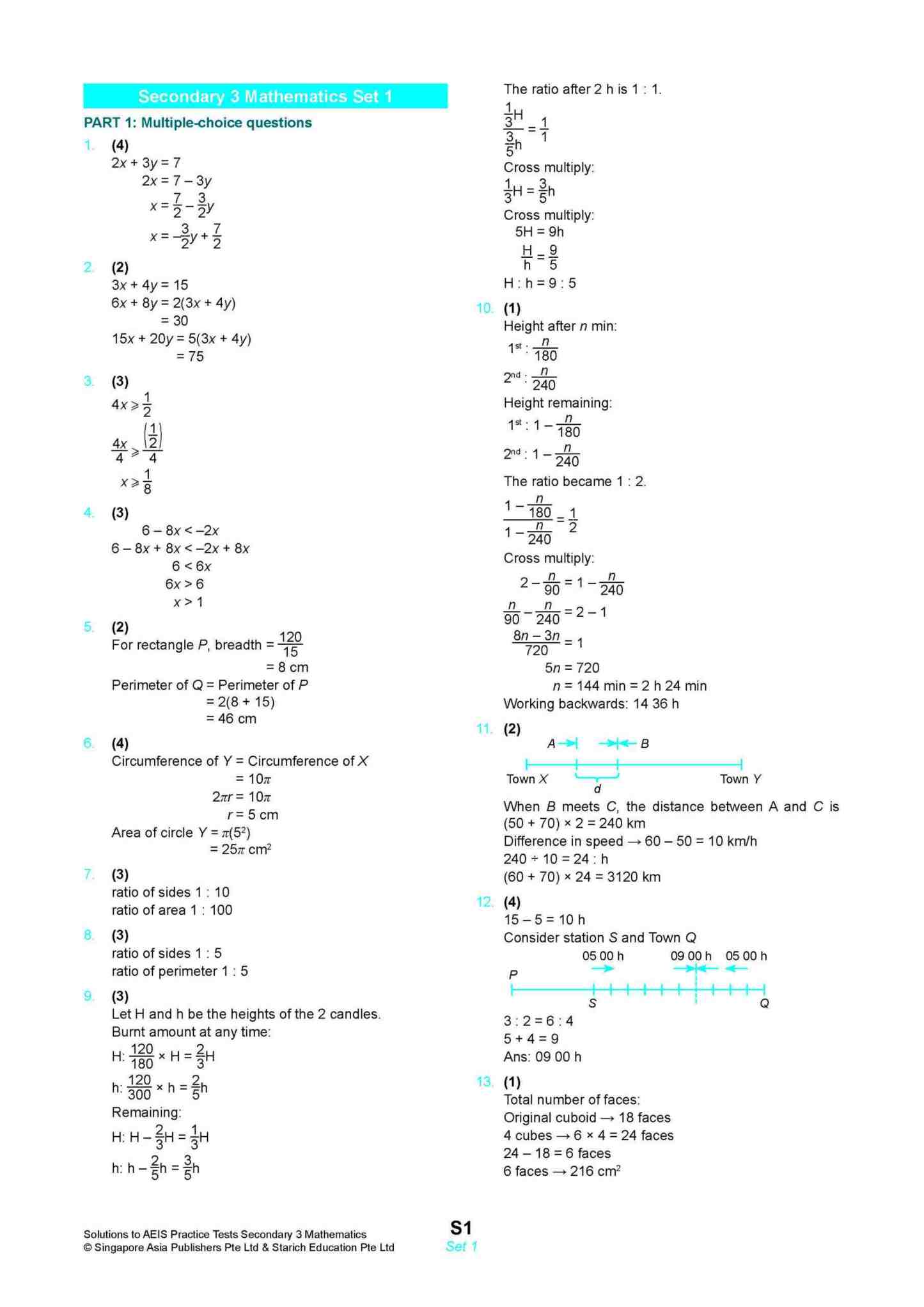AEIS Practice Tests MATHEMATICS – Secondary 3 (14 to 16+ Years)