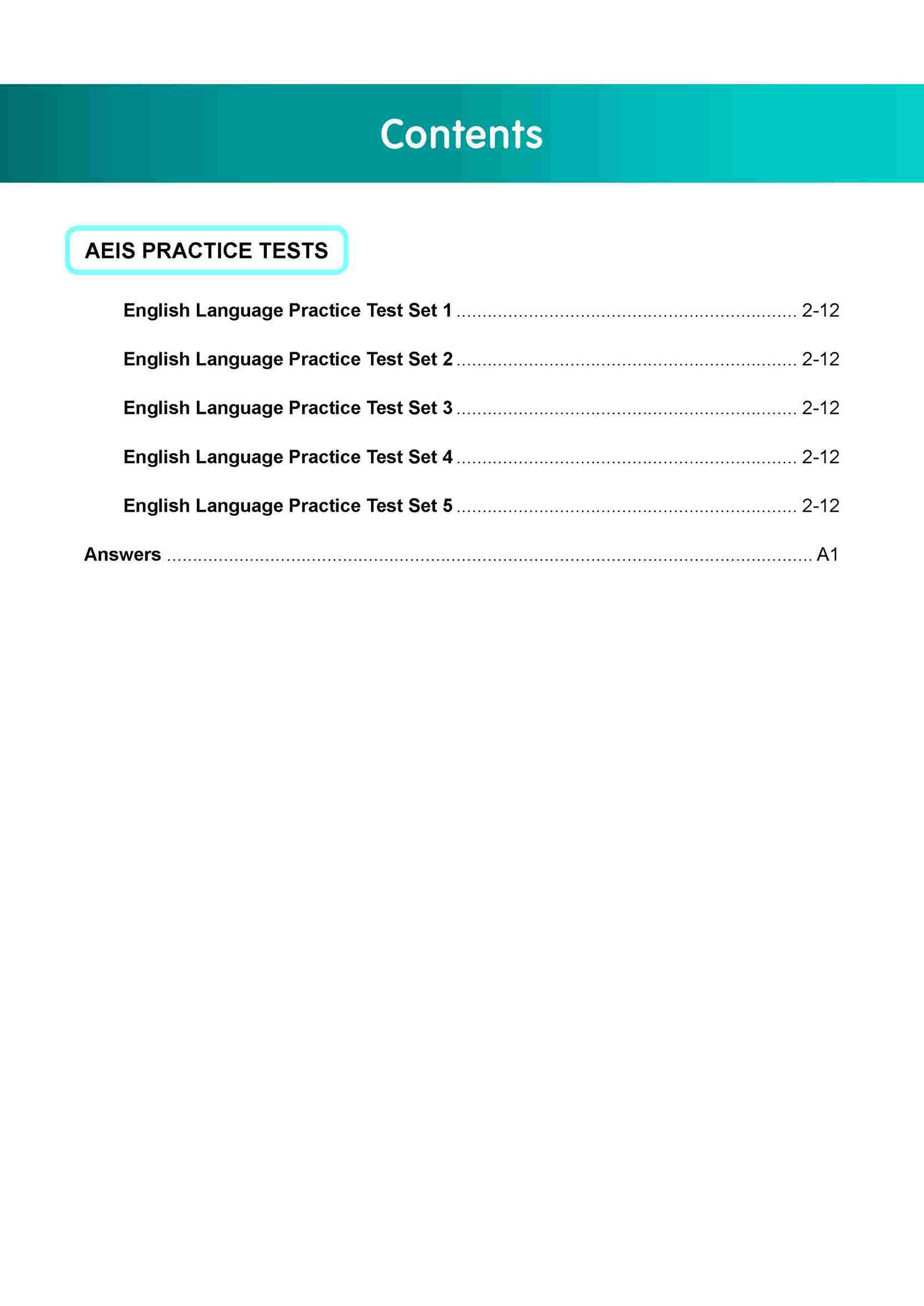 AEIS Practice Tests ENGLISH – Secondary 3 (14 to 16+ Years)