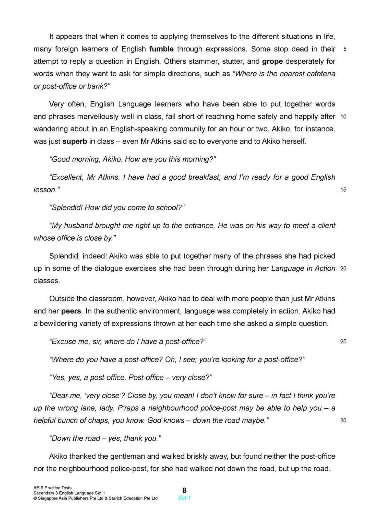 AEIS Practice Tests ENGLISH – Secondary 3 (14 to 16+ Years)