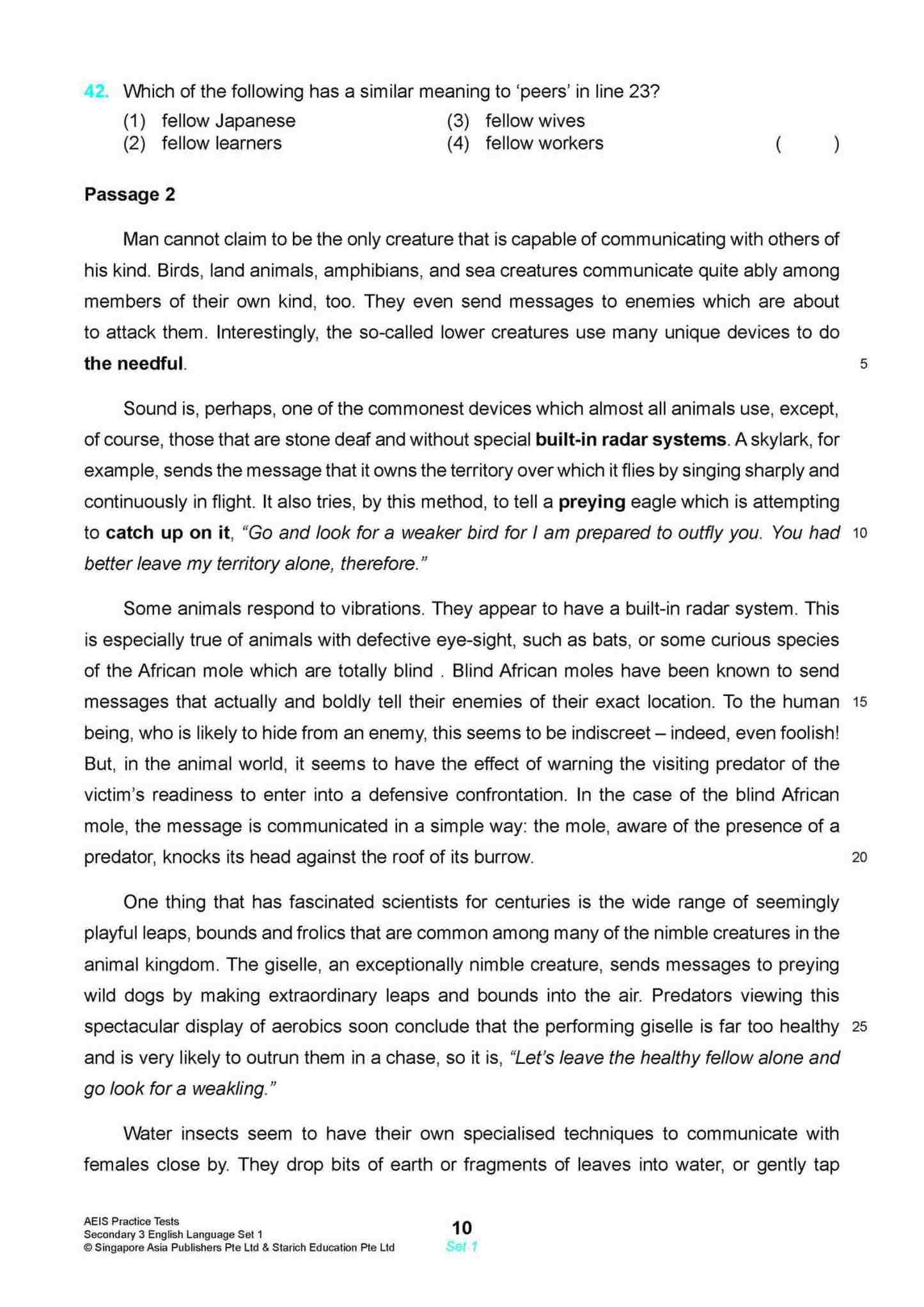 AEIS Practice Tests ENGLISH – Secondary 3 (14 to 16+ Years)