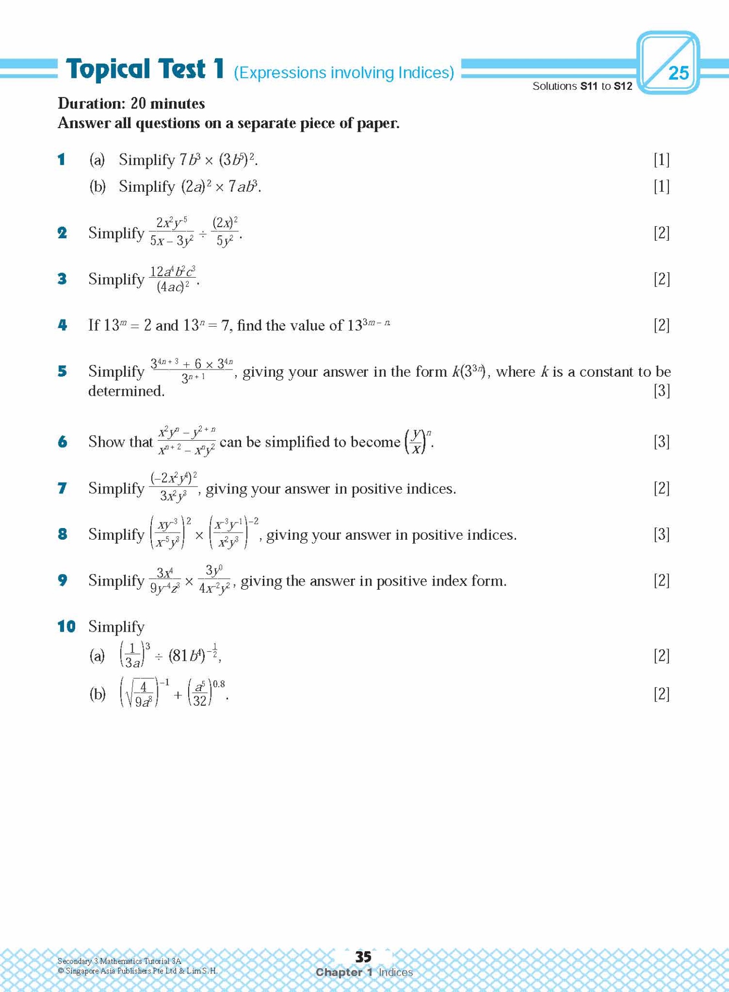 Secondary 3 Mathematics Tutorial 3A [G3]