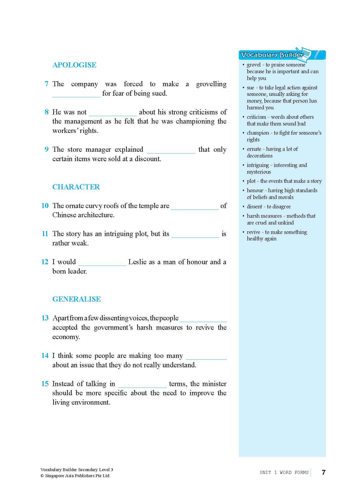 Vocabulary Builder Secondary Level 3
