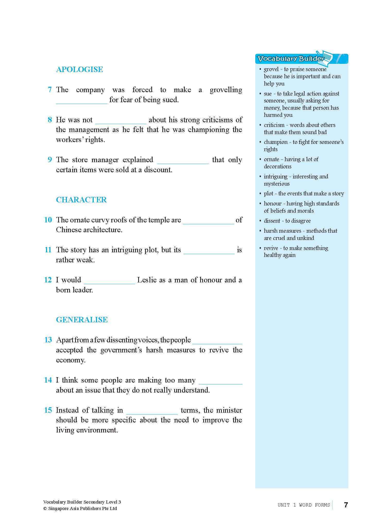 Vocabulary Builder Secondary Level 3