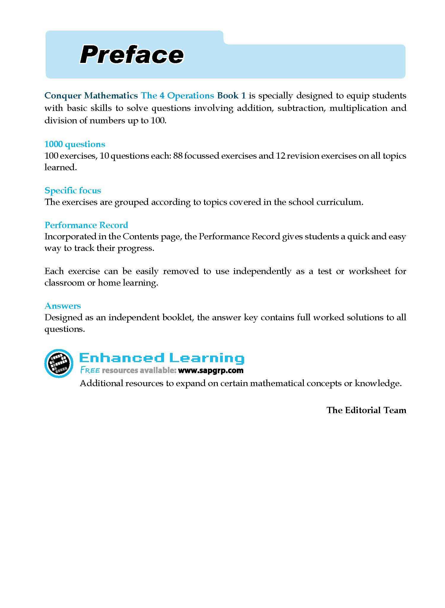 Conquer Mathematics The 4 Operations Workbook 1