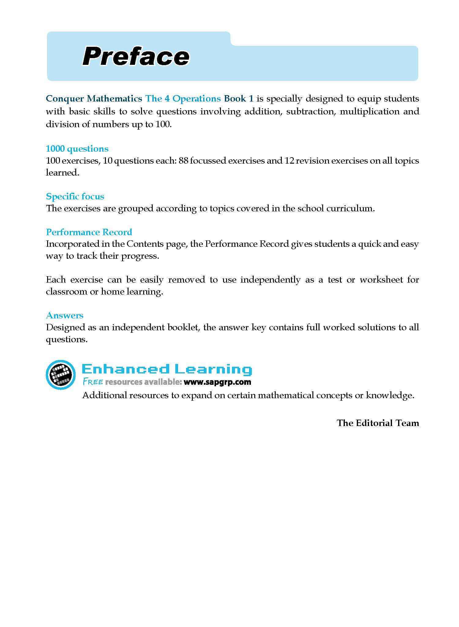 Conquer Mathematics The 4 Operations Workbook 1