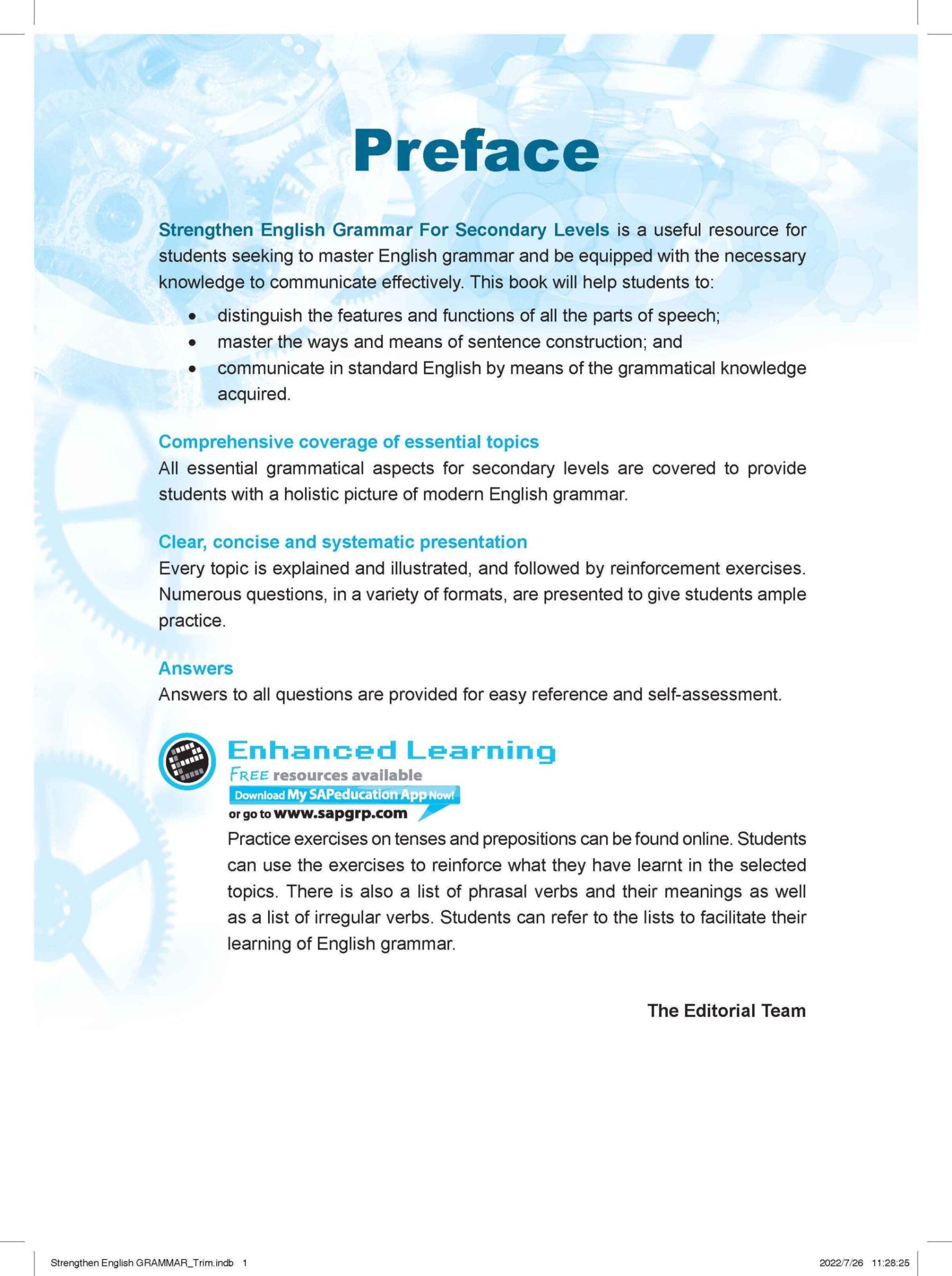 Strengthen English GRAMMAR FOR SECONDARY LEVELS