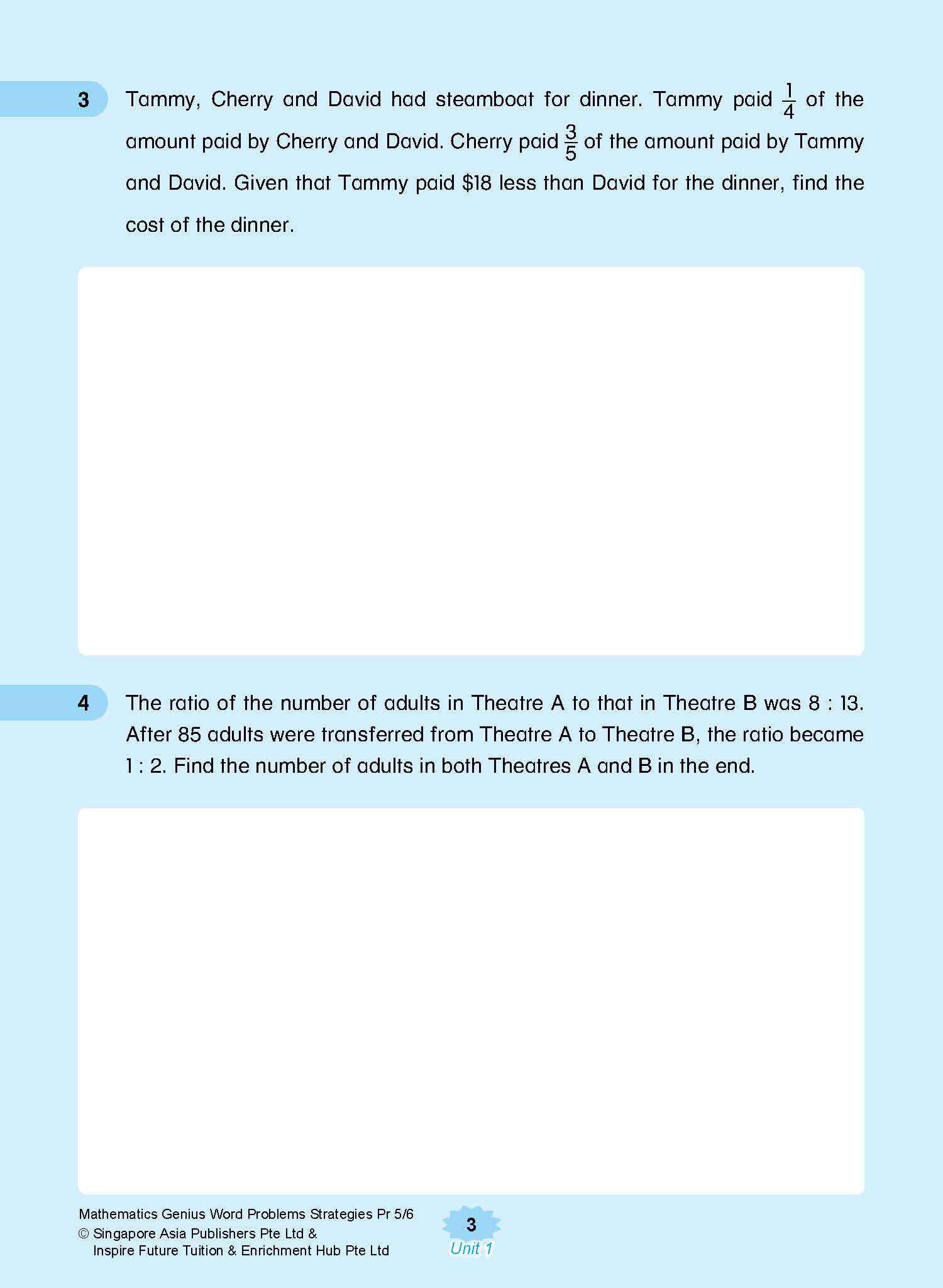 MATHEMATICS GENIUS WORD PROBLEMS STRATEGIES PRIMARY 5/6