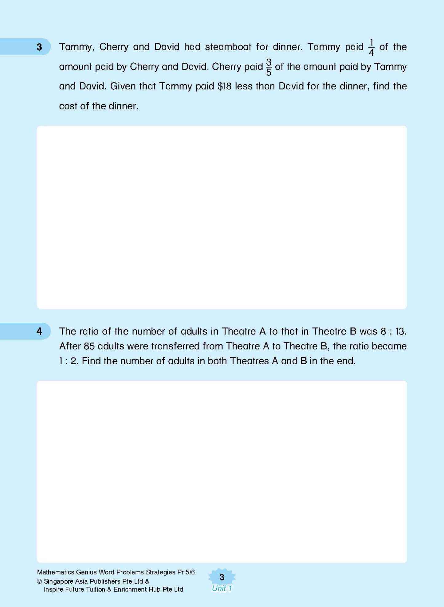MATHEMATICS GENIUS WORD PROBLEMS STRATEGIES PRIMARY 5/6