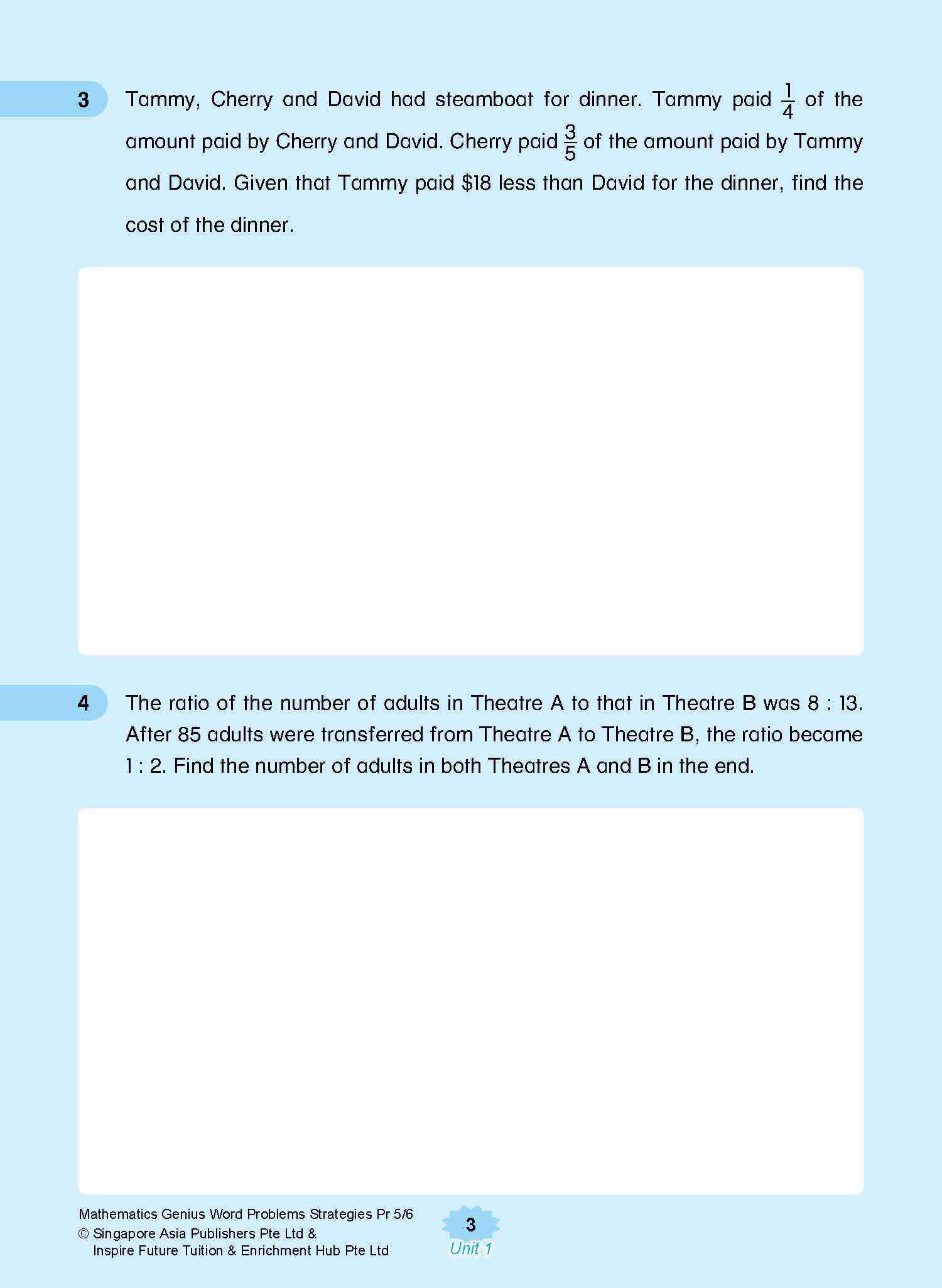 MATHEMATICS GENIUS WORD PROBLEMS STRATEGIES PRIMARY 5/6