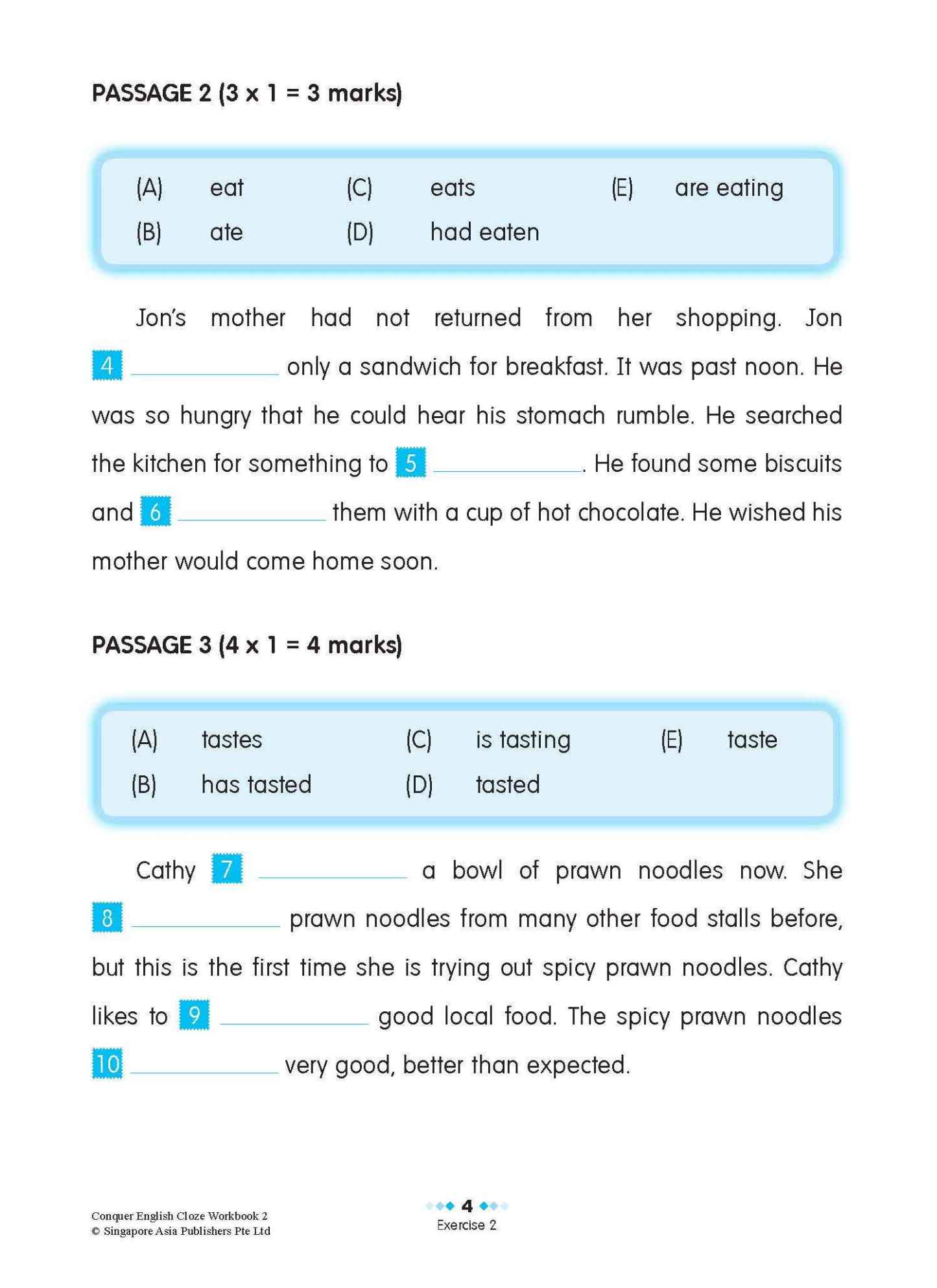 Conquer ENGLISH CLOZE For Primary Levels Workbook 2