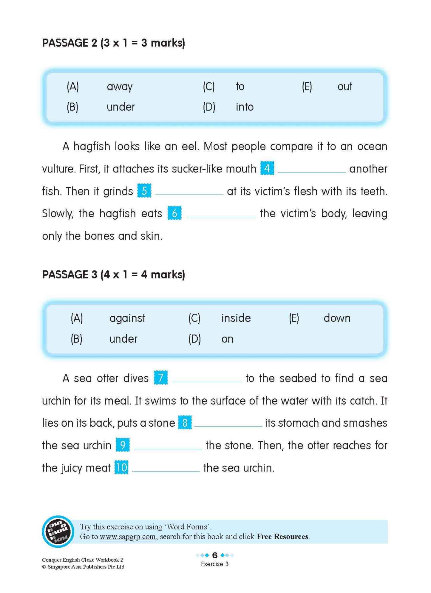 Conquer ENGLISH CLOZE For Primary Levels Workbook 2