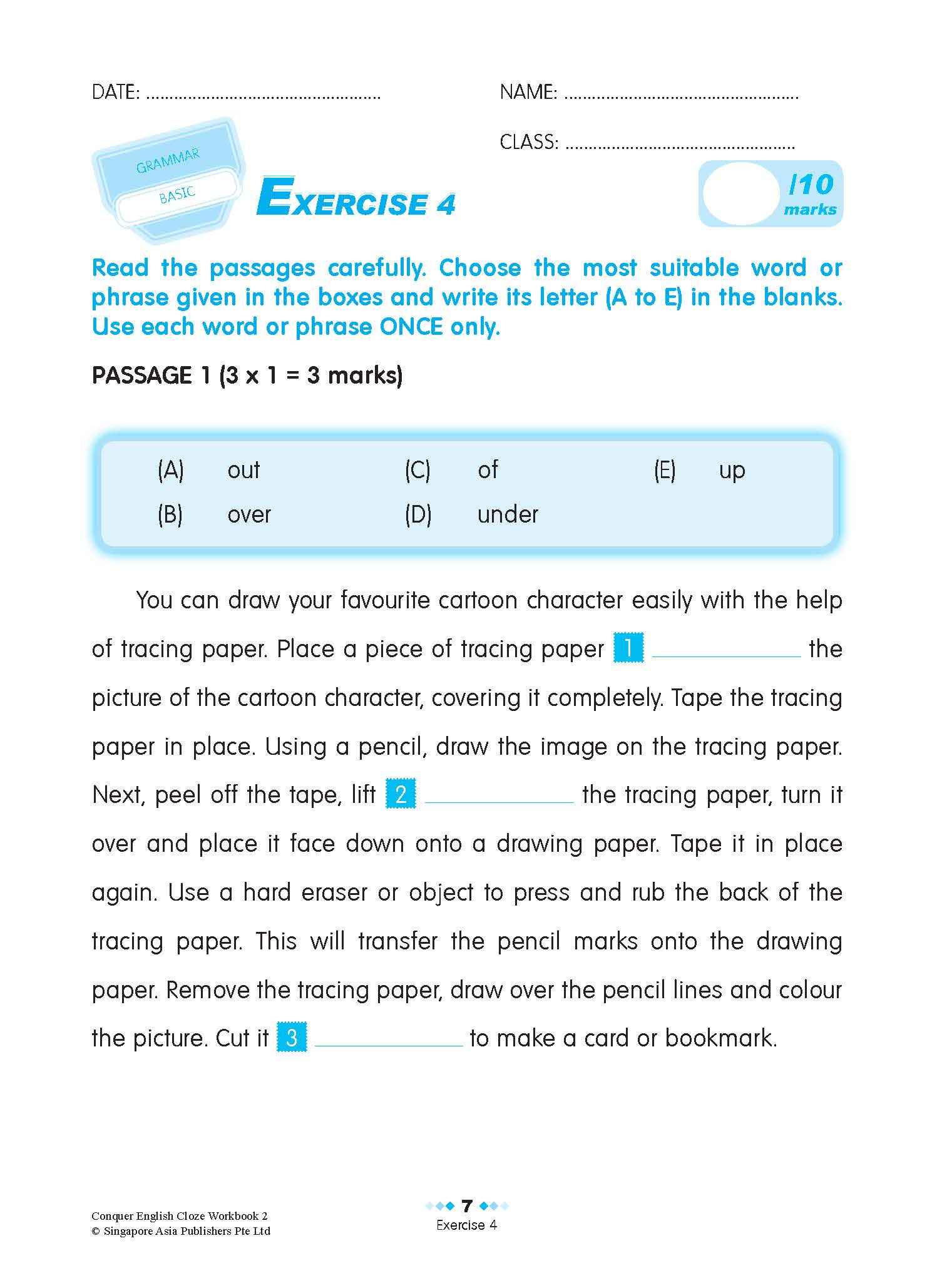 Conquer ENGLISH CLOZE For Primary Levels Workbook 2