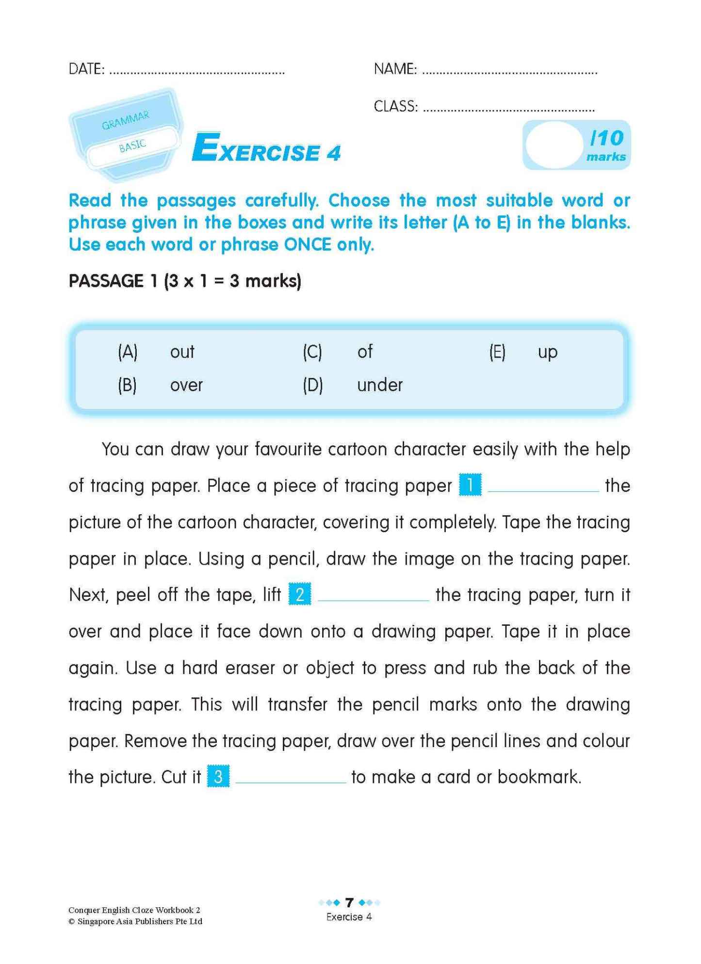 Conquer ENGLISH CLOZE For Primary Levels Workbook 2