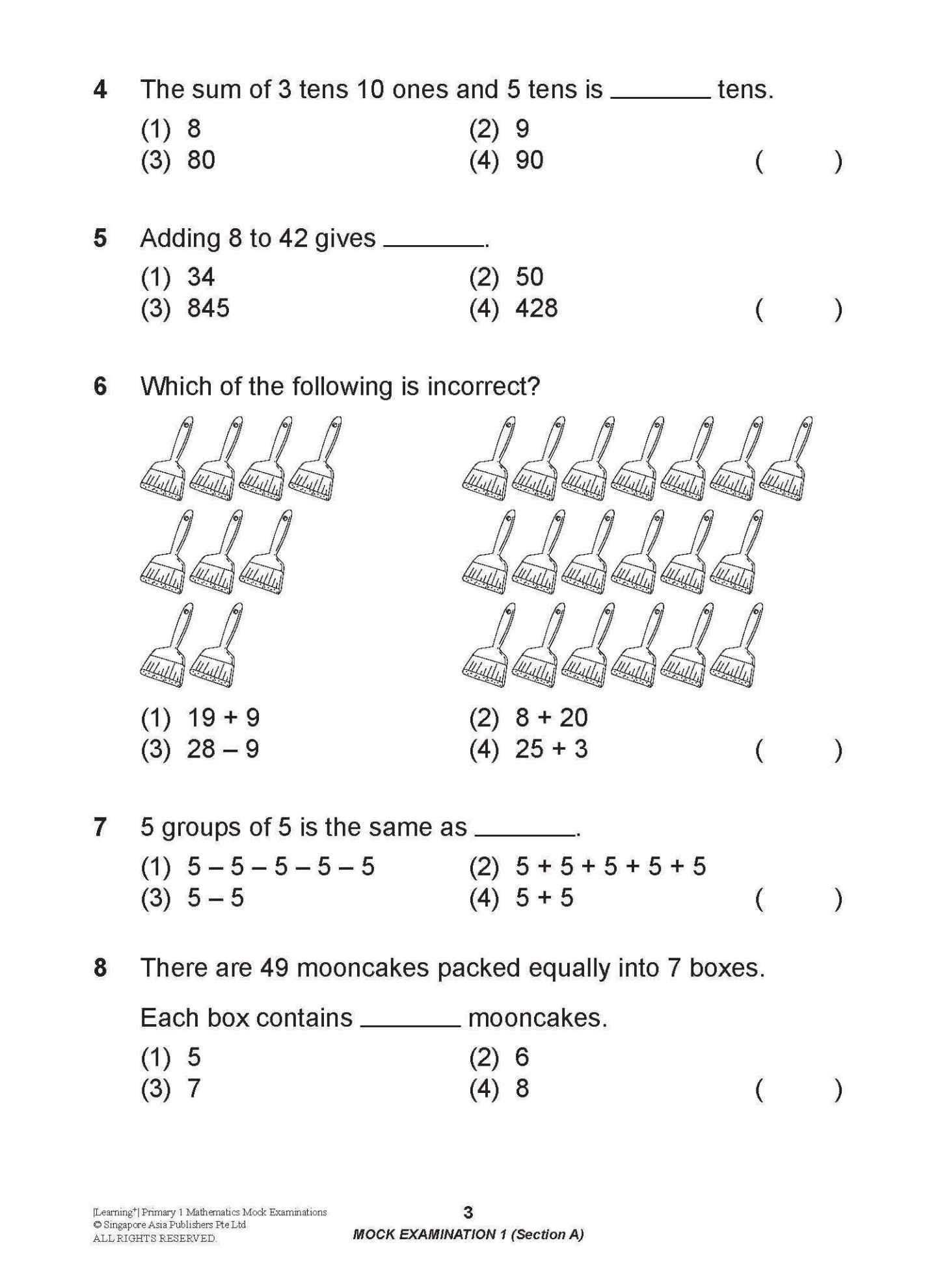 Learning+ Primary 1 Mathematics Mock Examinations