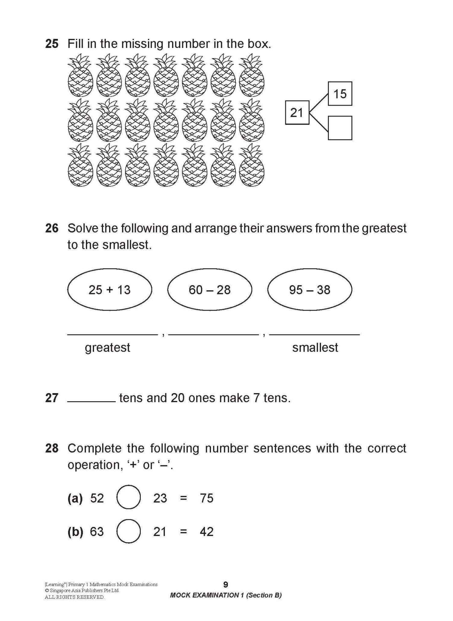 Learning+ Primary 1 Mathematics Mock Examinations