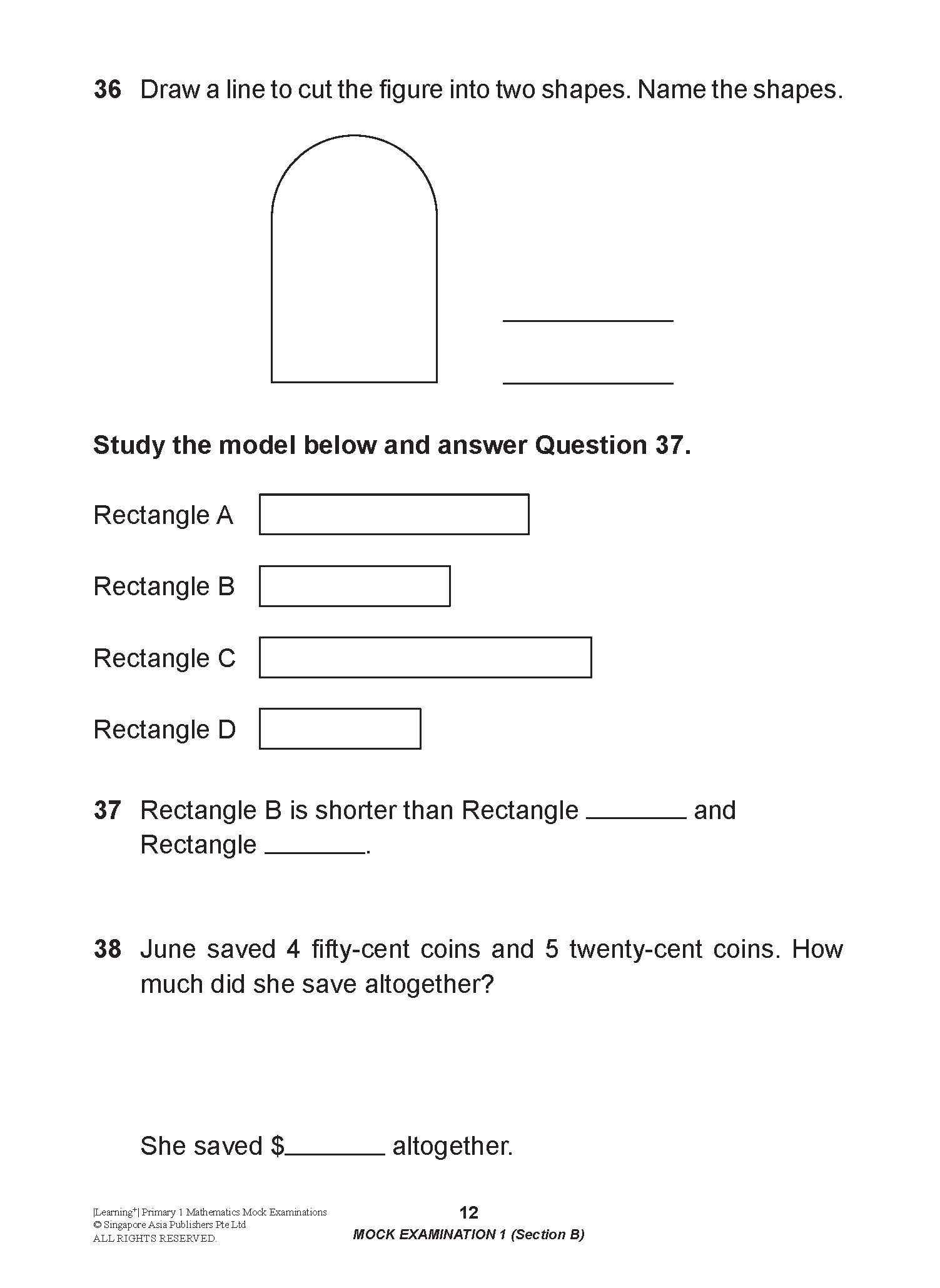 Learning+ Primary 1 Mathematics Mock Examinations