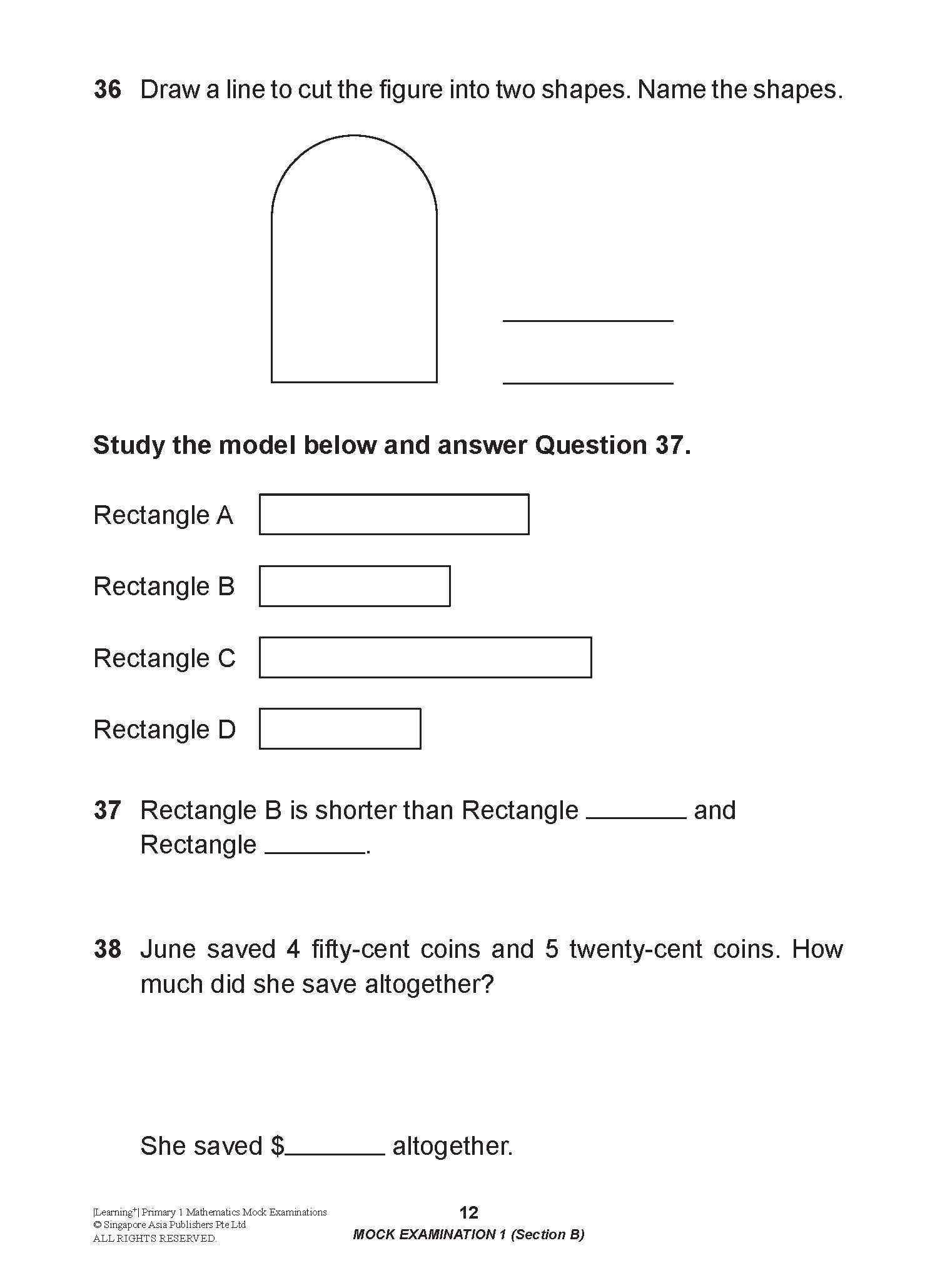 Learning+ Primary 1 Mathematics Mock Examinations