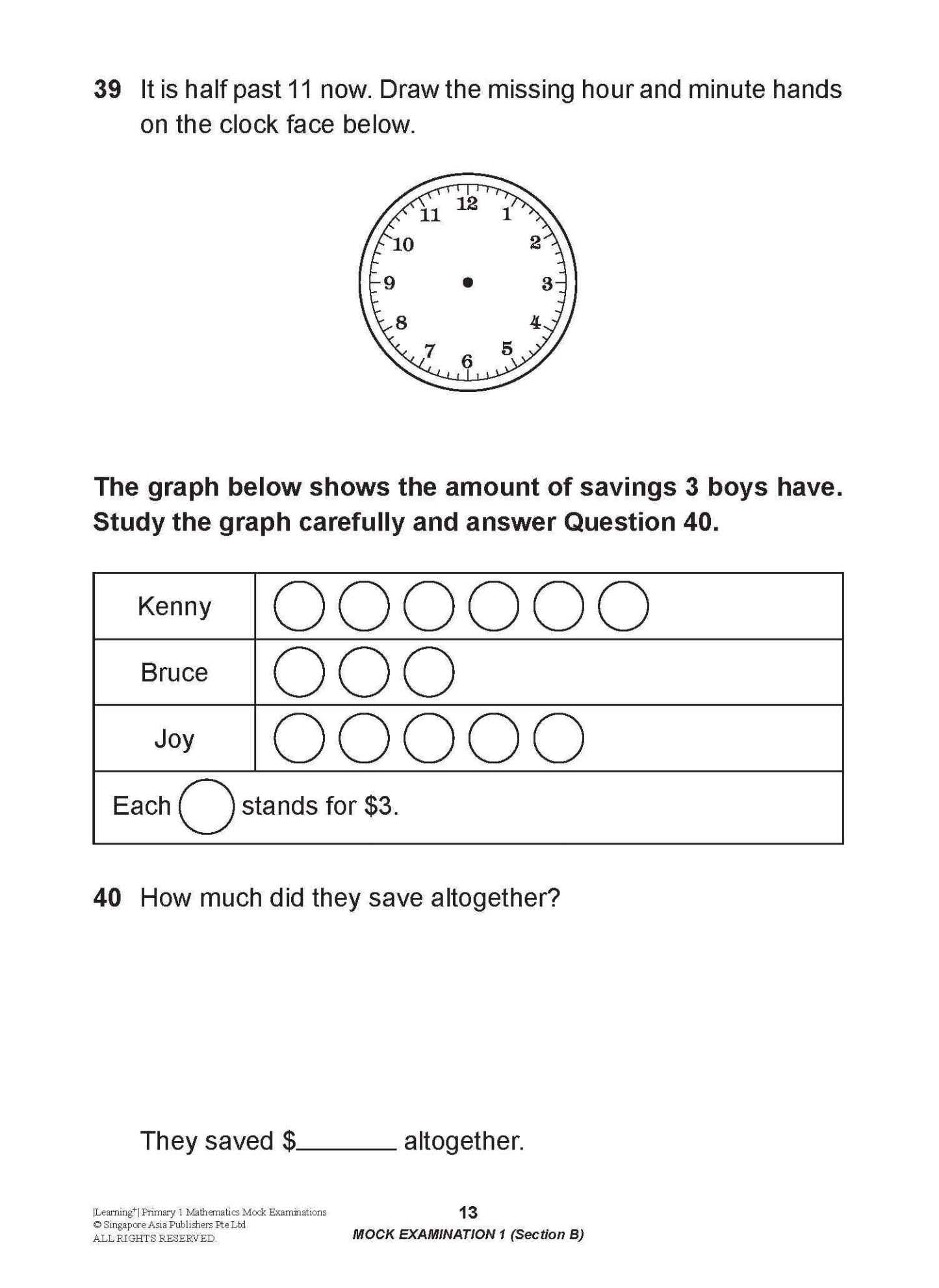 Learning+ Primary 1 Mathematics Mock Examinations