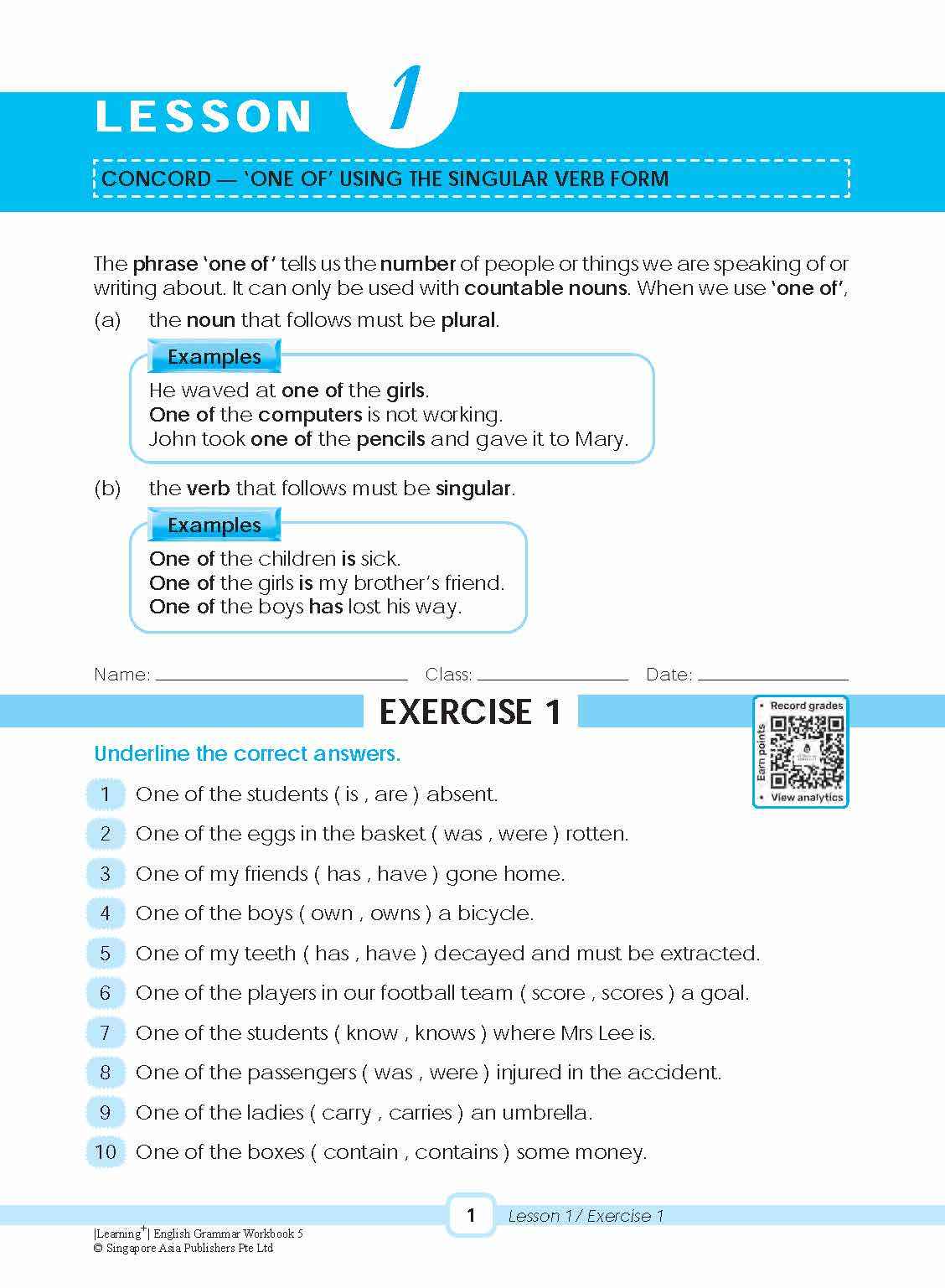 LEARNING+ ENGLISH GRAMMAR Workbook 5