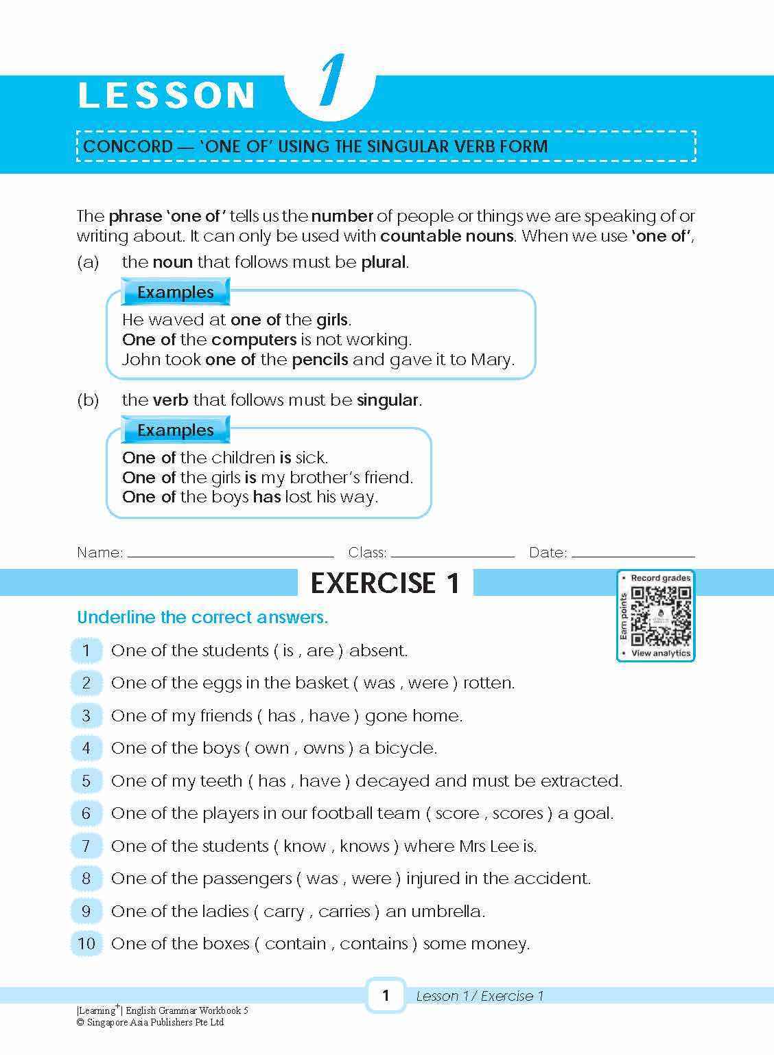 LEARNING+ ENGLISH GRAMMAR Workbook 5