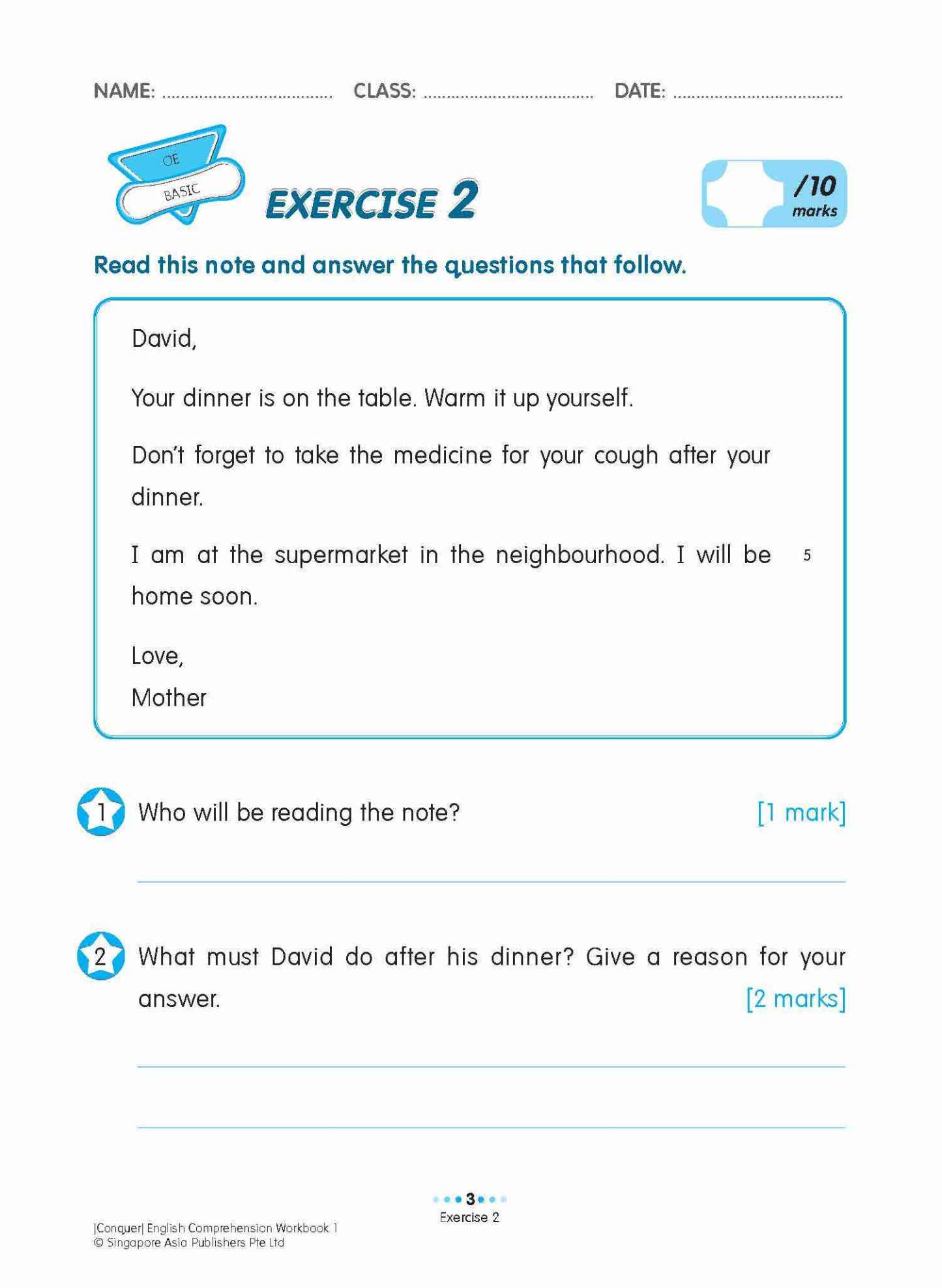 Conquer English Comprehension Workbook 1