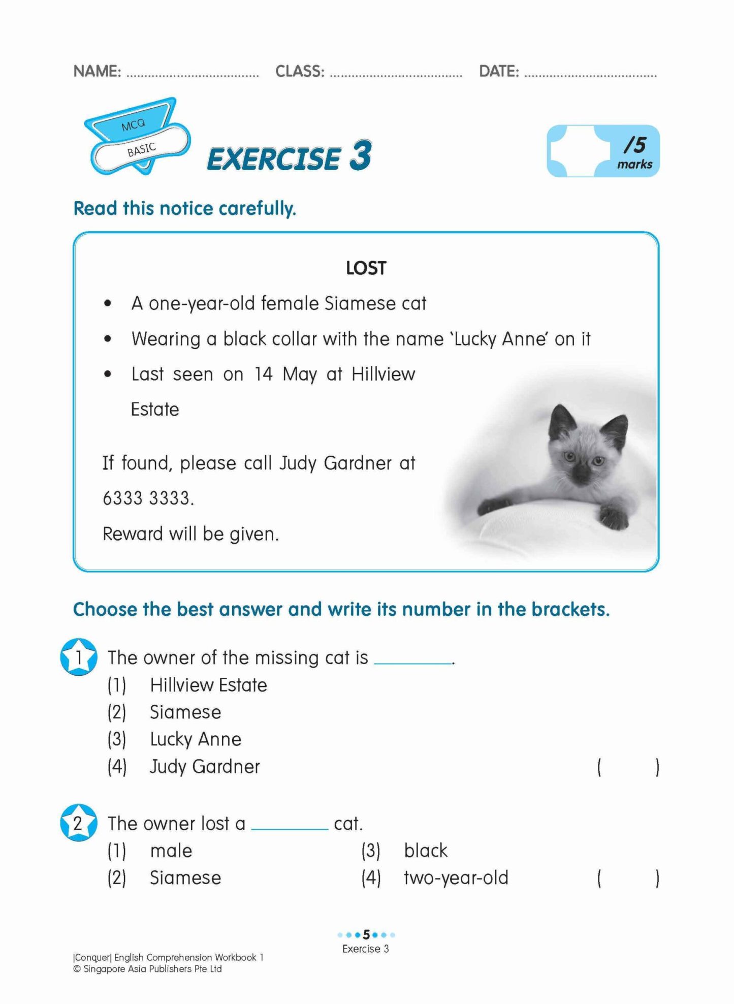 Conquer English Comprehension Workbook 1