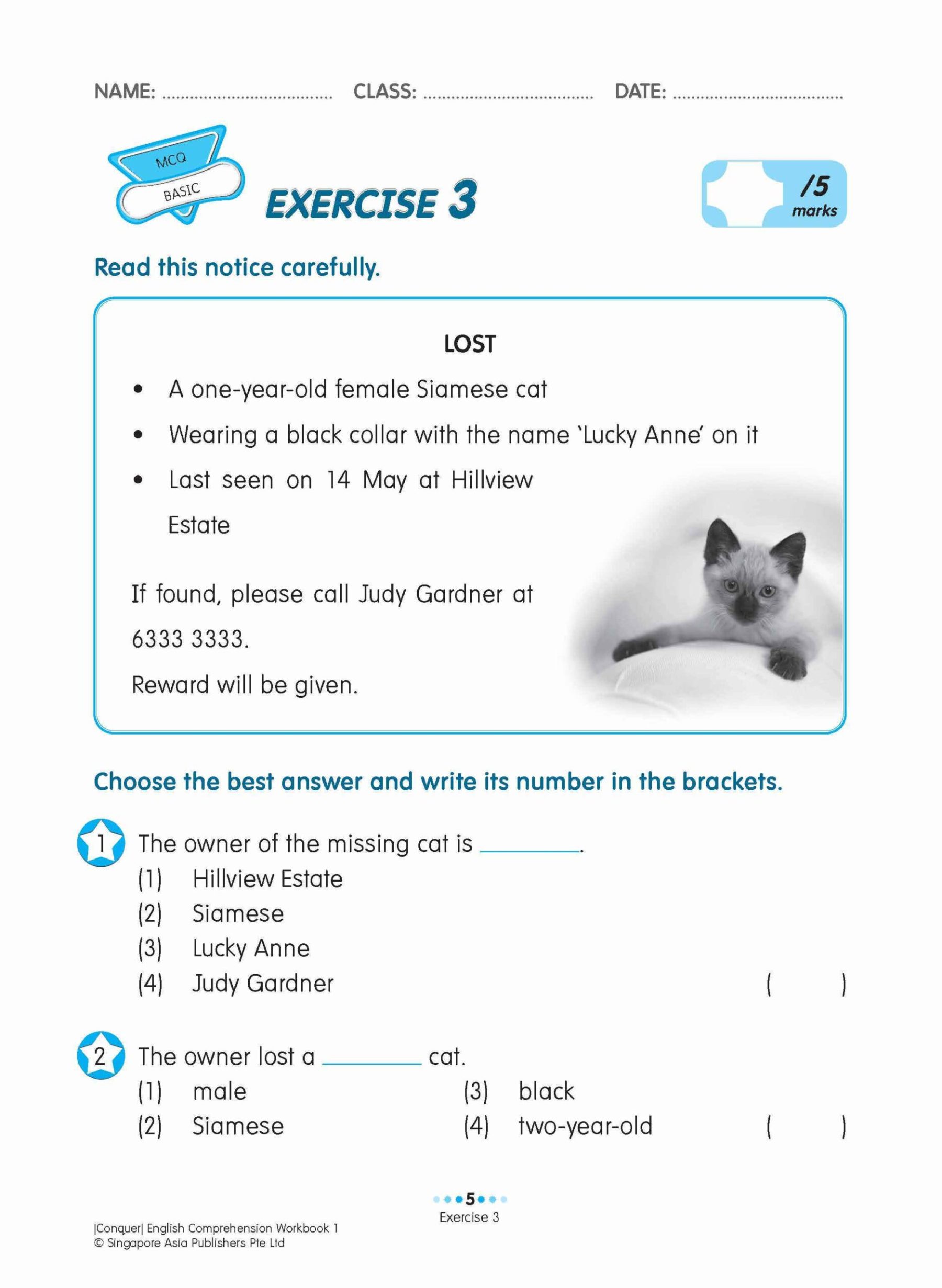 Conquer English Comprehension Workbook 1