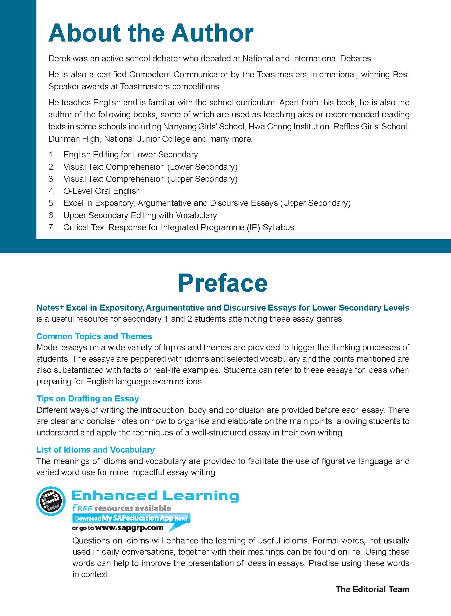 NOTES+ EXCEL IN EXPOSITORY, ARGUMENTATIVE AND DISCURSIVE ESSAYS For Lower Secondary Levels