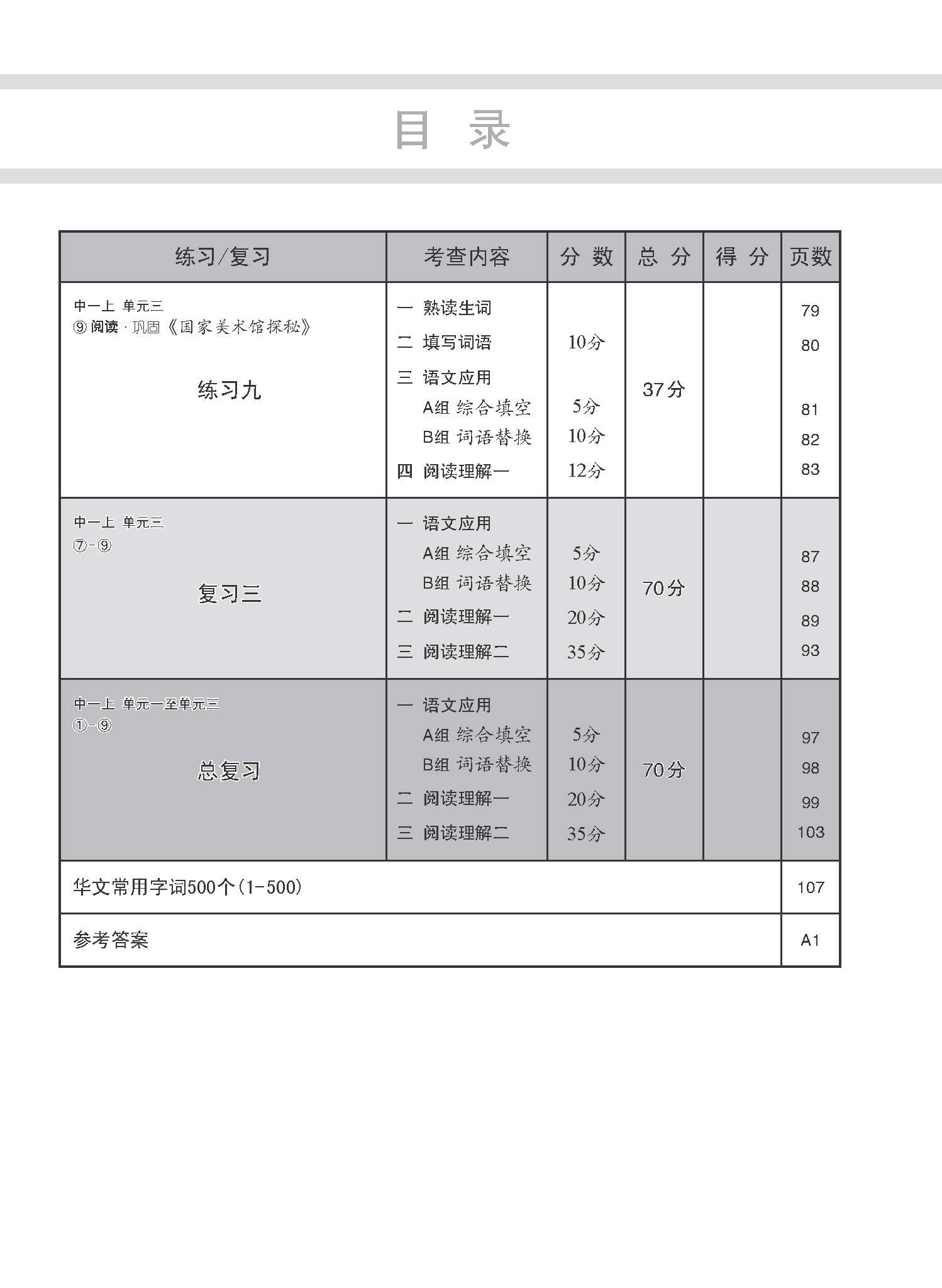 中学一年级G3华文每课必练 (一上) / Topical Lesson Practice For Secondary 1A [G3 Chinese]