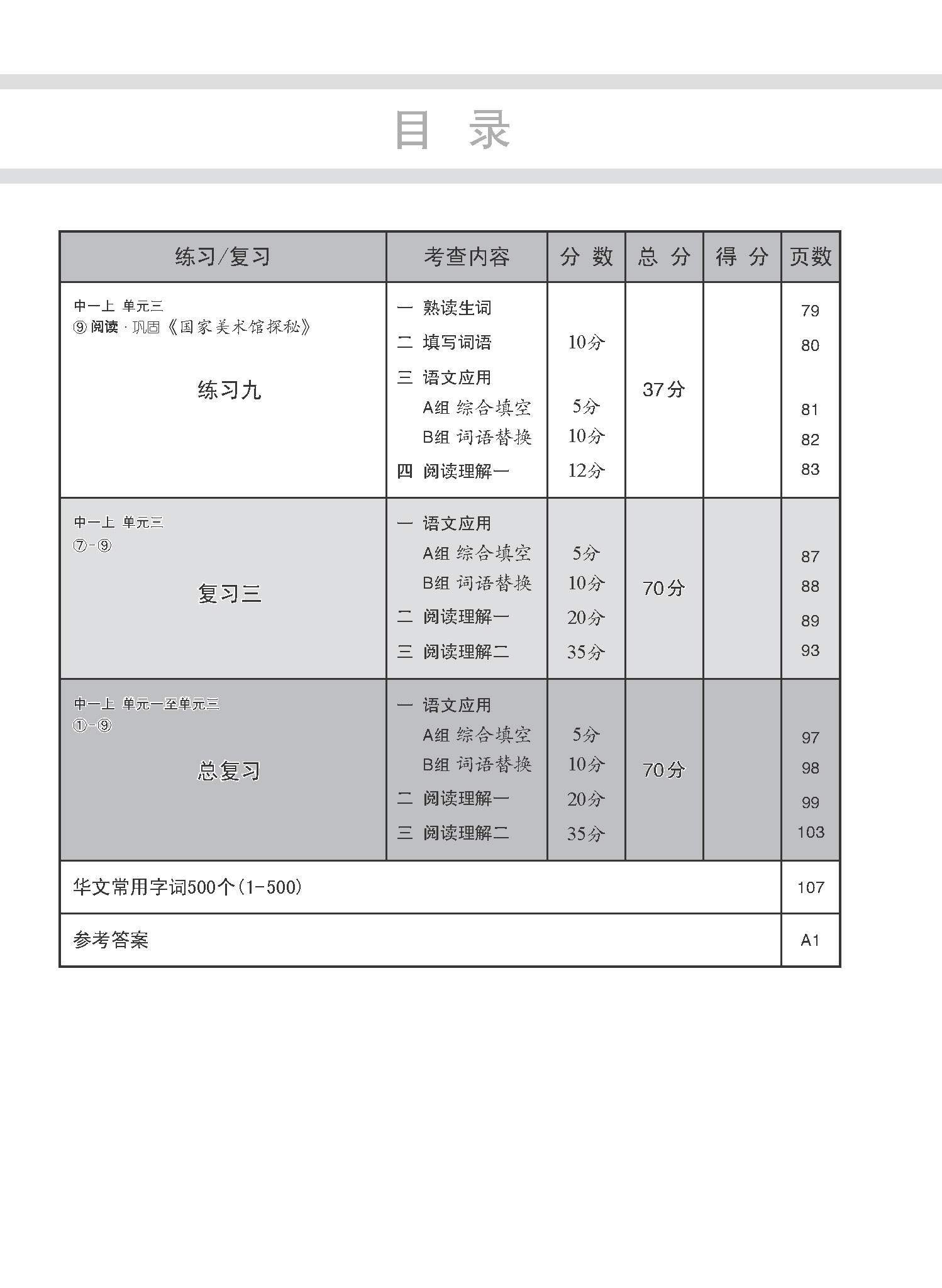 中学一年级G3华文每课必练 (一上) / Topical Lesson Practice For Secondary 1A [G3 Chinese]