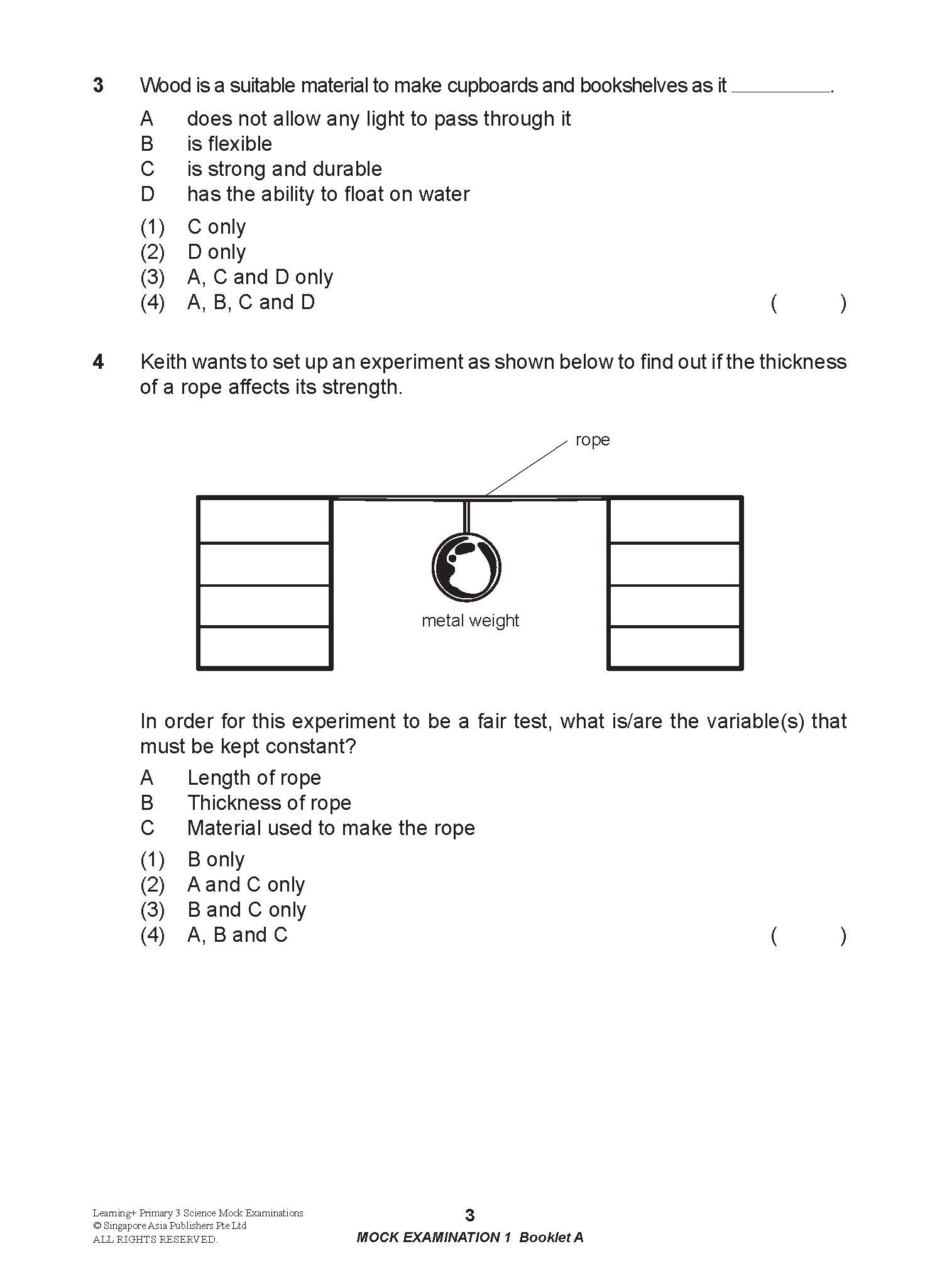 LEARNING+ Primary 3 Science Mock Examinations