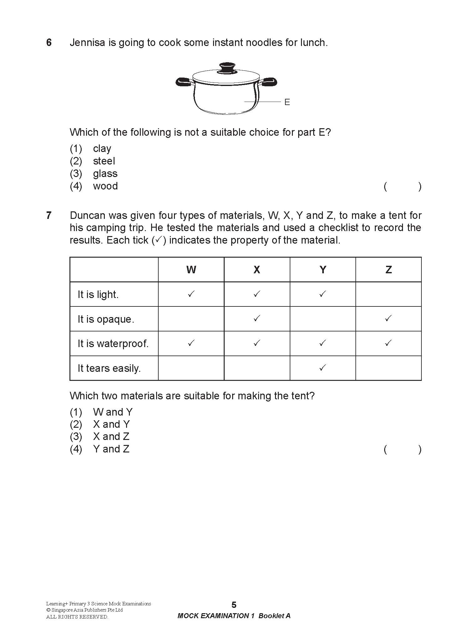 LEARNING+ Primary 3 Science Mock Examinations