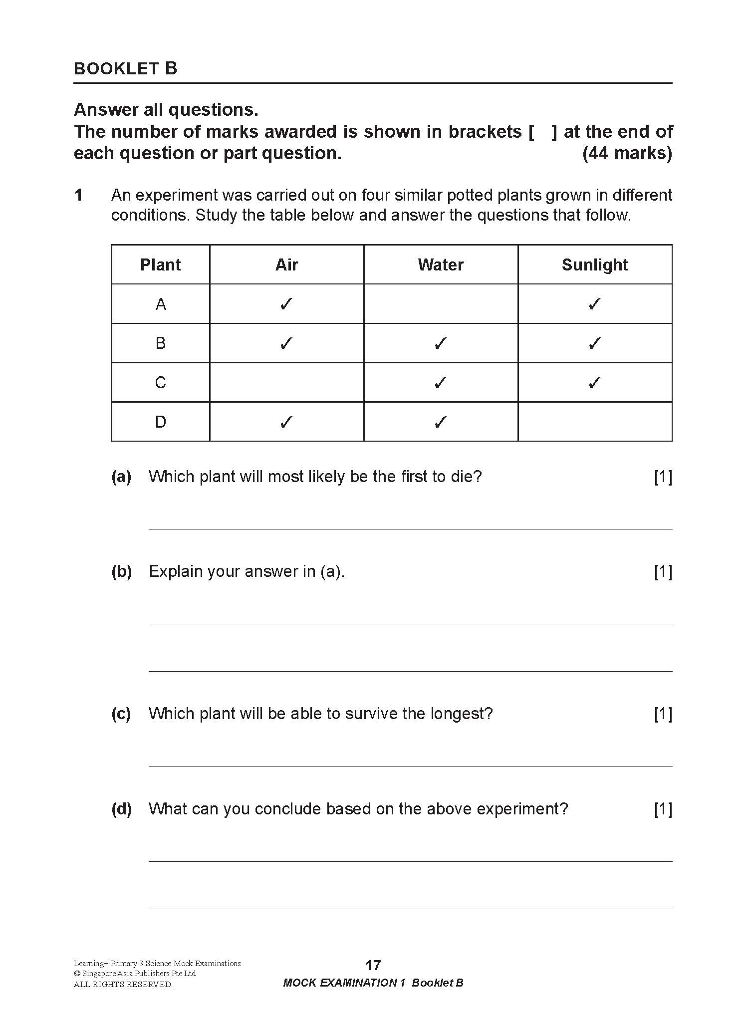 LEARNING+ Primary 3 Science Mock Examinations
