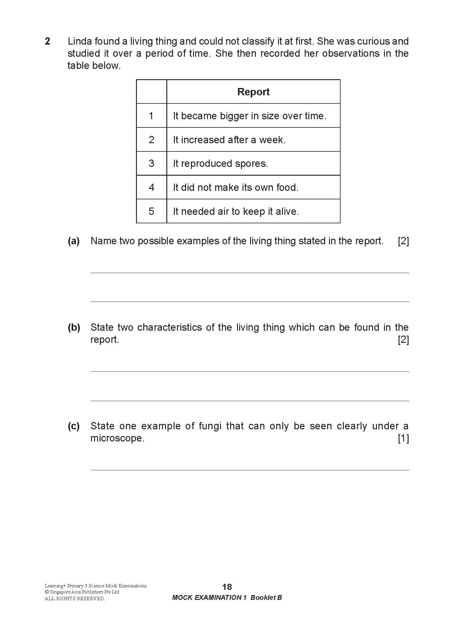 LEARNING+ Primary 3 Science Mock Examinations