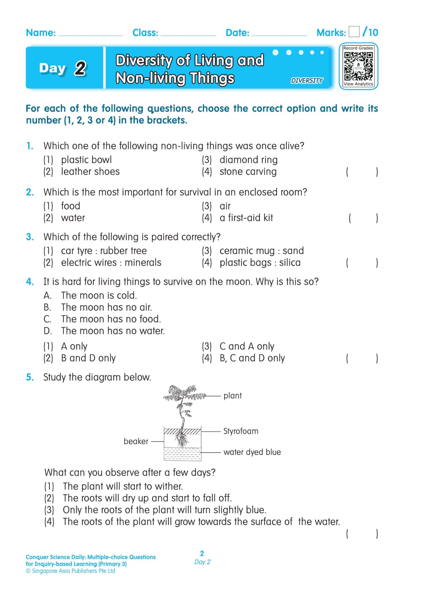 Conquer Science Daily Multiple-choice Questions for Inquiry-based Learning Primary 3